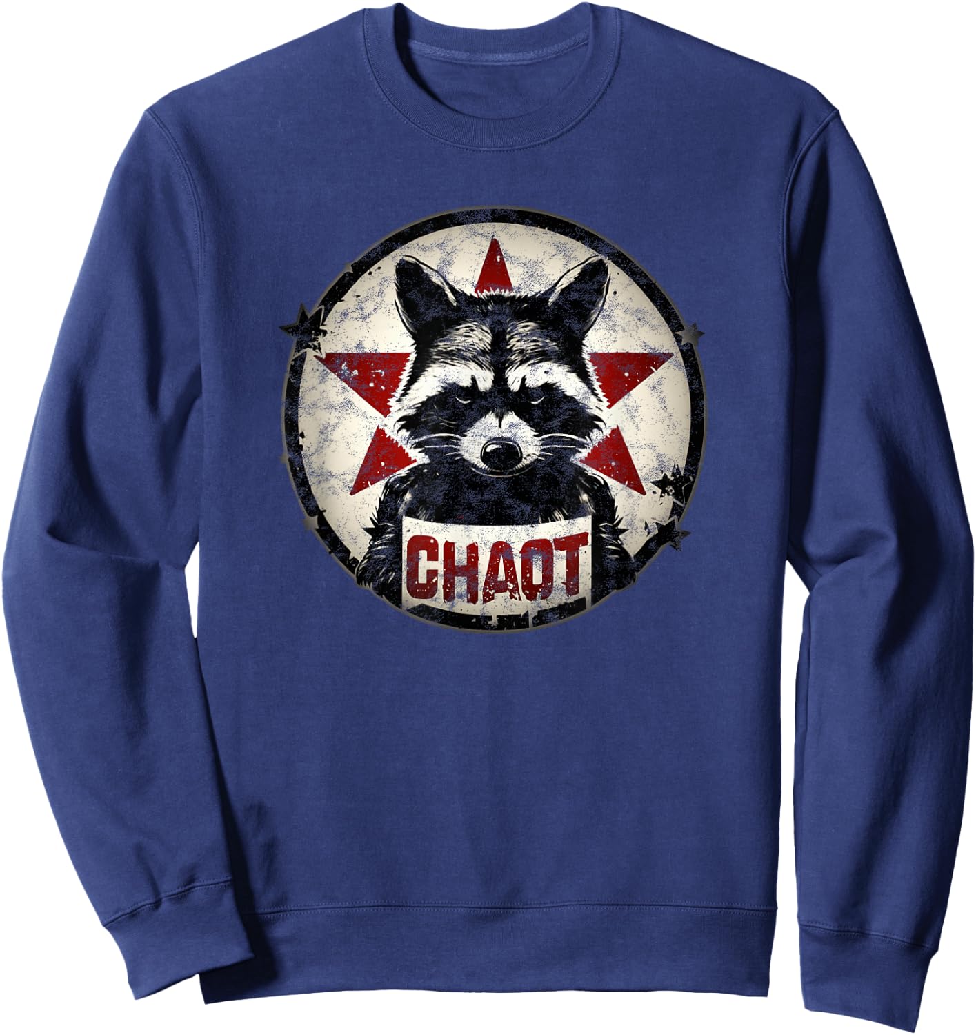 Raccoon Chaos Anarchy Star Fighter Revolution Vintage , black Sweatshirt - Sweatshirt | Navy