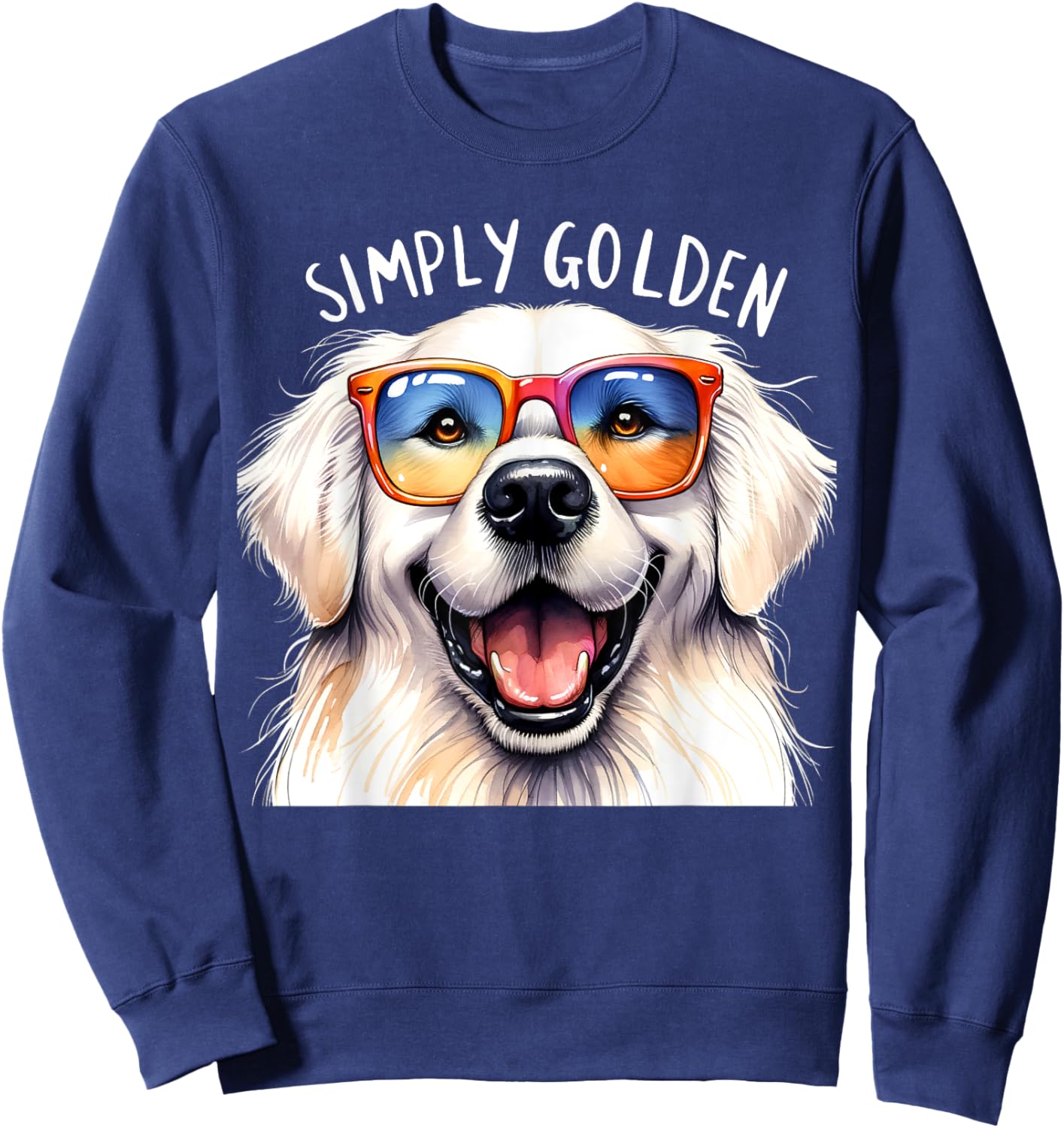 White English Cream Golden Retriever Cute Dog Simply Golden Men Women Girls Kids Sweatshirt - Sweatshirt | Navy