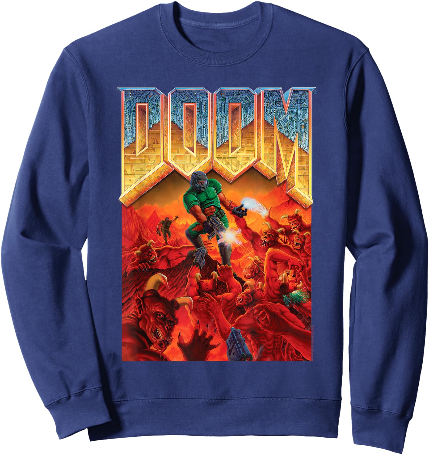 Ripple Junction x DOOM 1993 Video Game Cover Art , black Sweatshirt - Sweatshirt | Navy