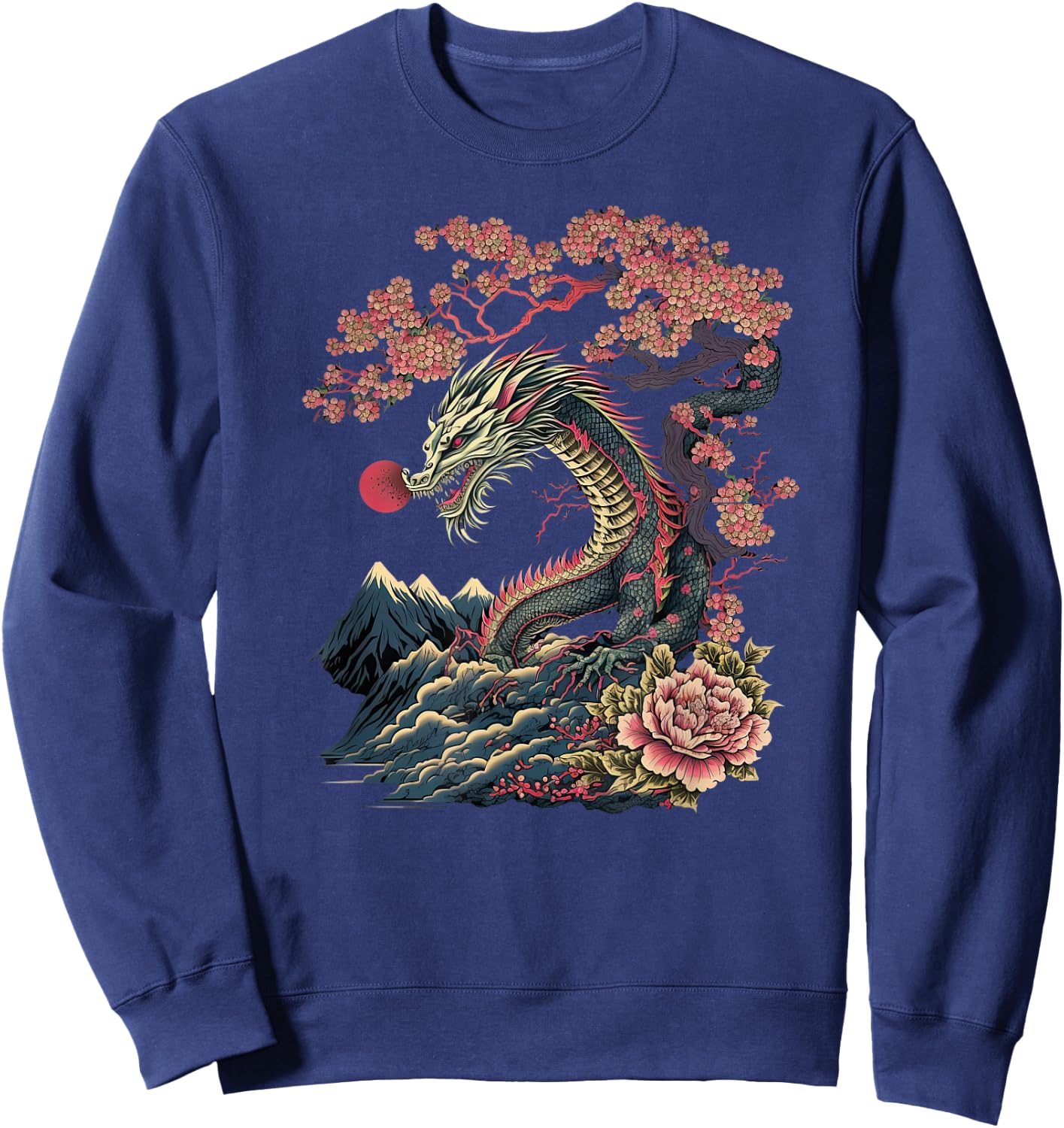 Japanese Aesthetic Dragon japanese art Japan Tattoo Sweatshirt - Sweatshirt | Navy