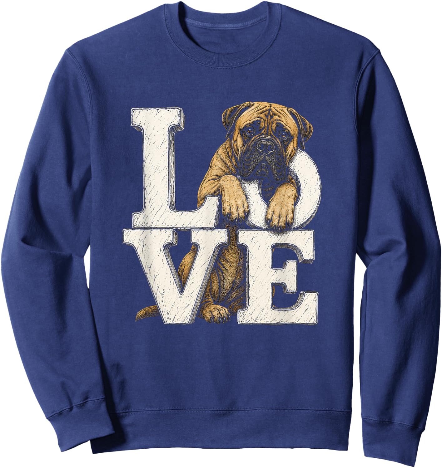 Bullmastiff Love Artwork Design Sweatshirt - Sweatshirt | Navy