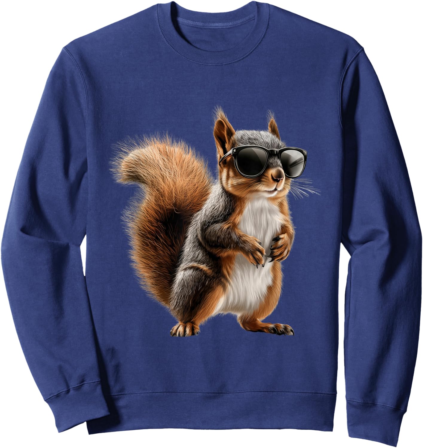 Se Eichhrnchen Motive fr Tierliebhaber - Adult Black Small Classic Cartoon Squirrel Motif with Sunglasses Sweatshirt - Sweatshirt | Navy