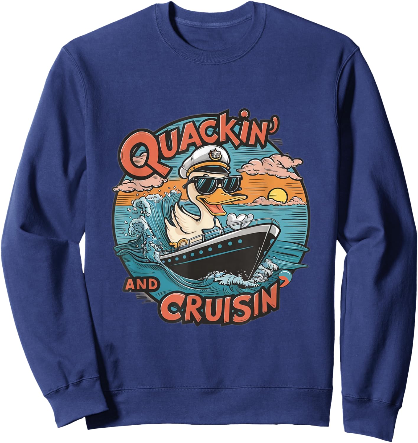Funny Duck Hunting Hiding, cruise duck hunter, cruise ship Sweatshirt - Sweatshirt | Navy