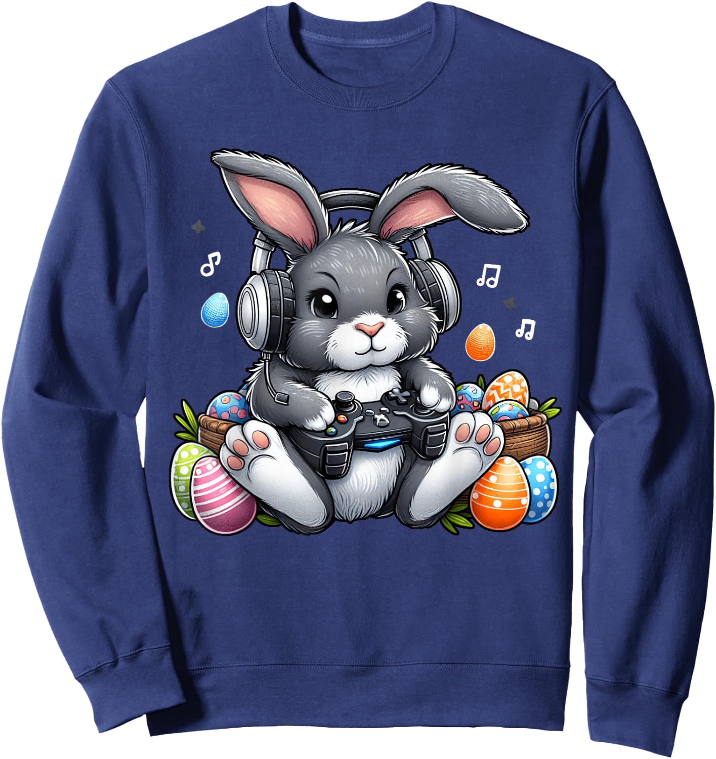 Video Games Easter Day Bunny Rabbit Gaming Men Women Kids Sweatshirt - Sweatshirt | Navy