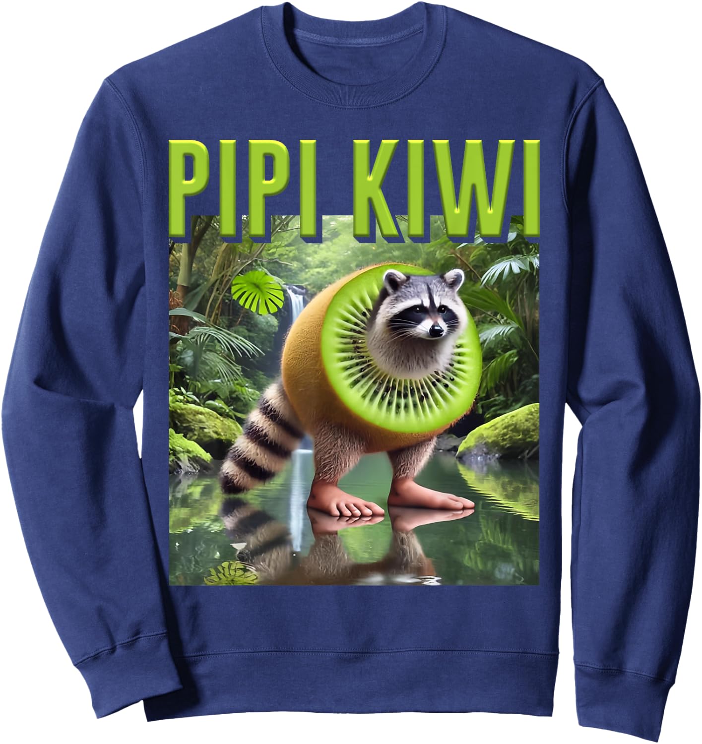 Pipi Kiwi Raccoon AI Monster Italian Brainrot Boy Meme Joke Sweatshirt - Sweatshirt | Navy