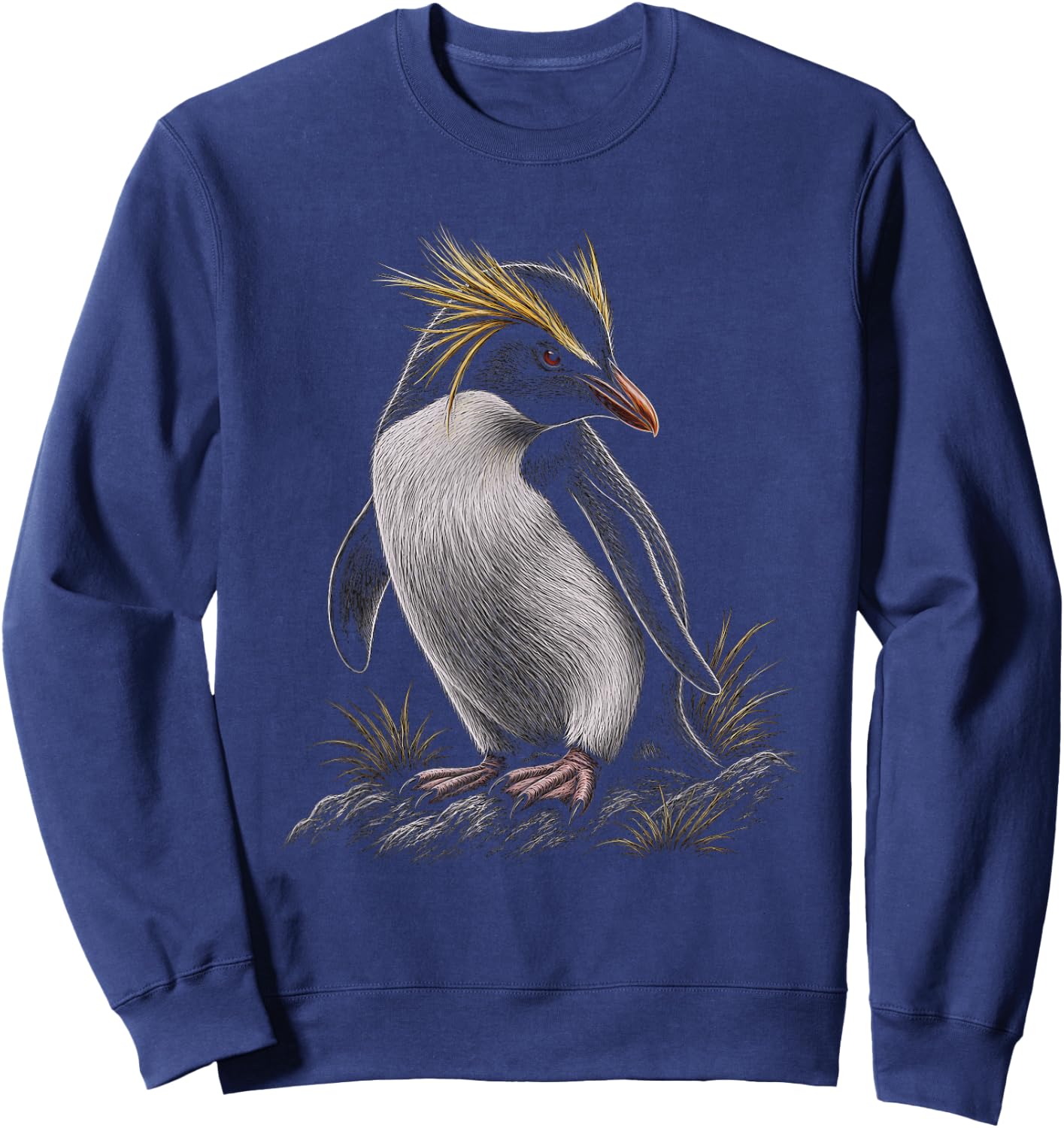 Macaroni Penguin Graphic Artwork Design Sweatshirt - Sweatshirt | Navy
