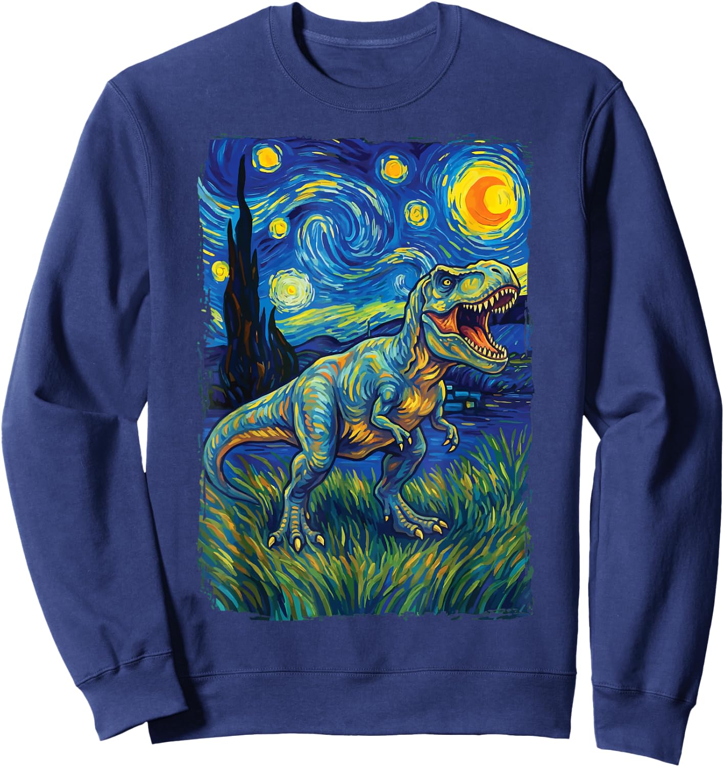 T-Rex Starry Night Sweatshirt - Sweatshirt | Navy