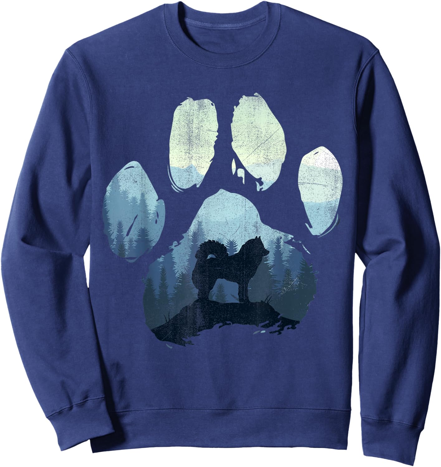 Eurasier Dog Paw Mom Dad Mountains , black Sweatshirt - Sweatshirt | Navy