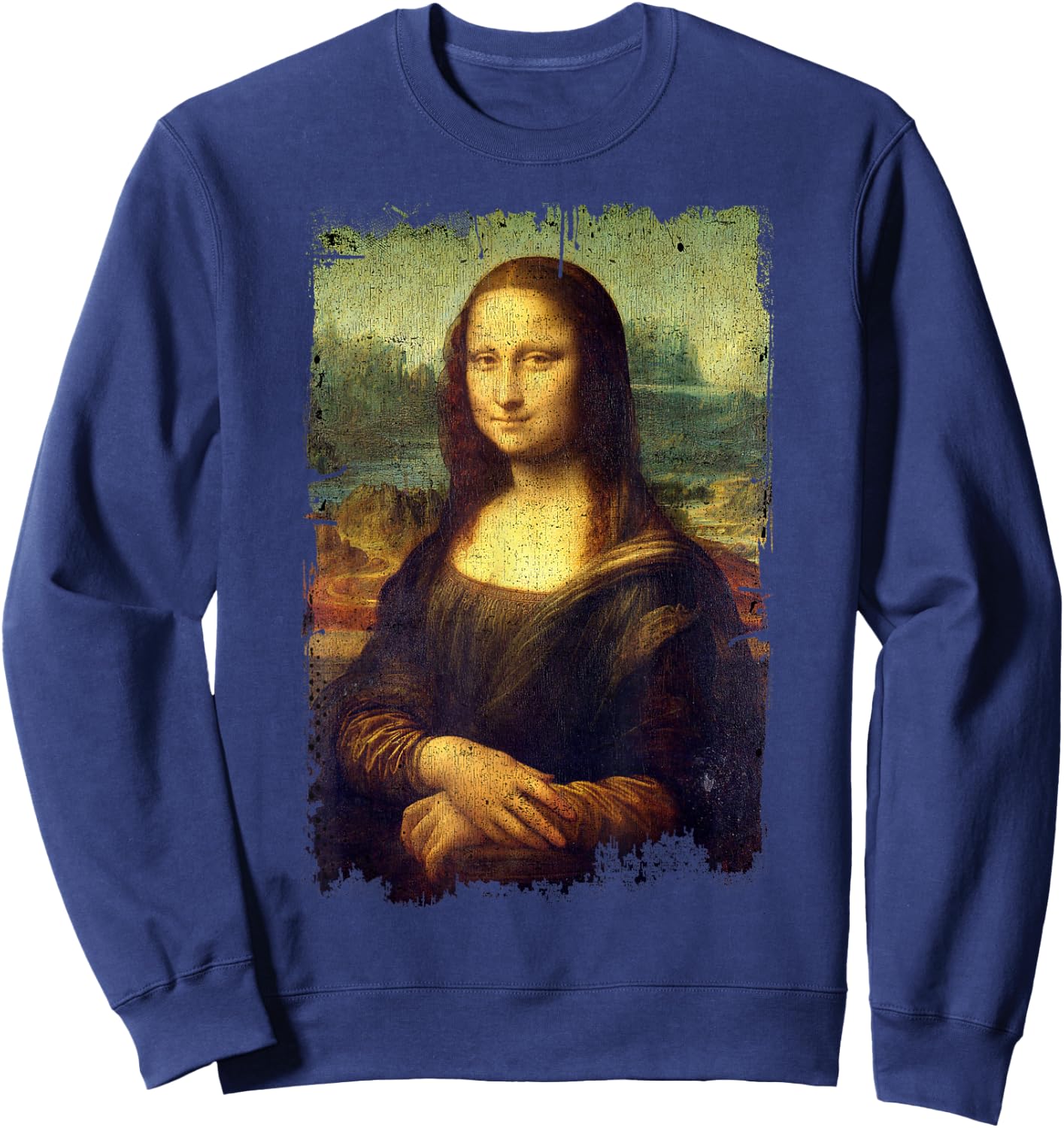 Mona Lisa by Leonardo da Vinci Famous Painting , black Sweatshirt - Sweatshirt | Navy