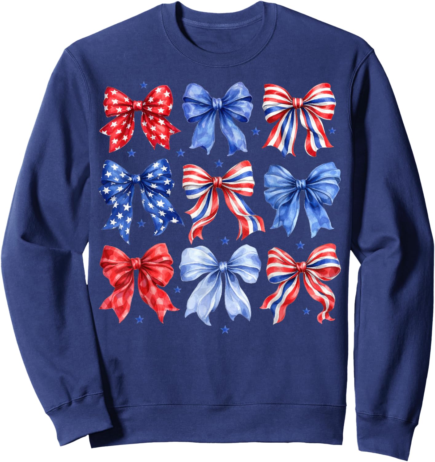 Coquette Bow in Red White Blue Patriotic 4th of July Girls Sweatshirt - Sweatshirt | Navy