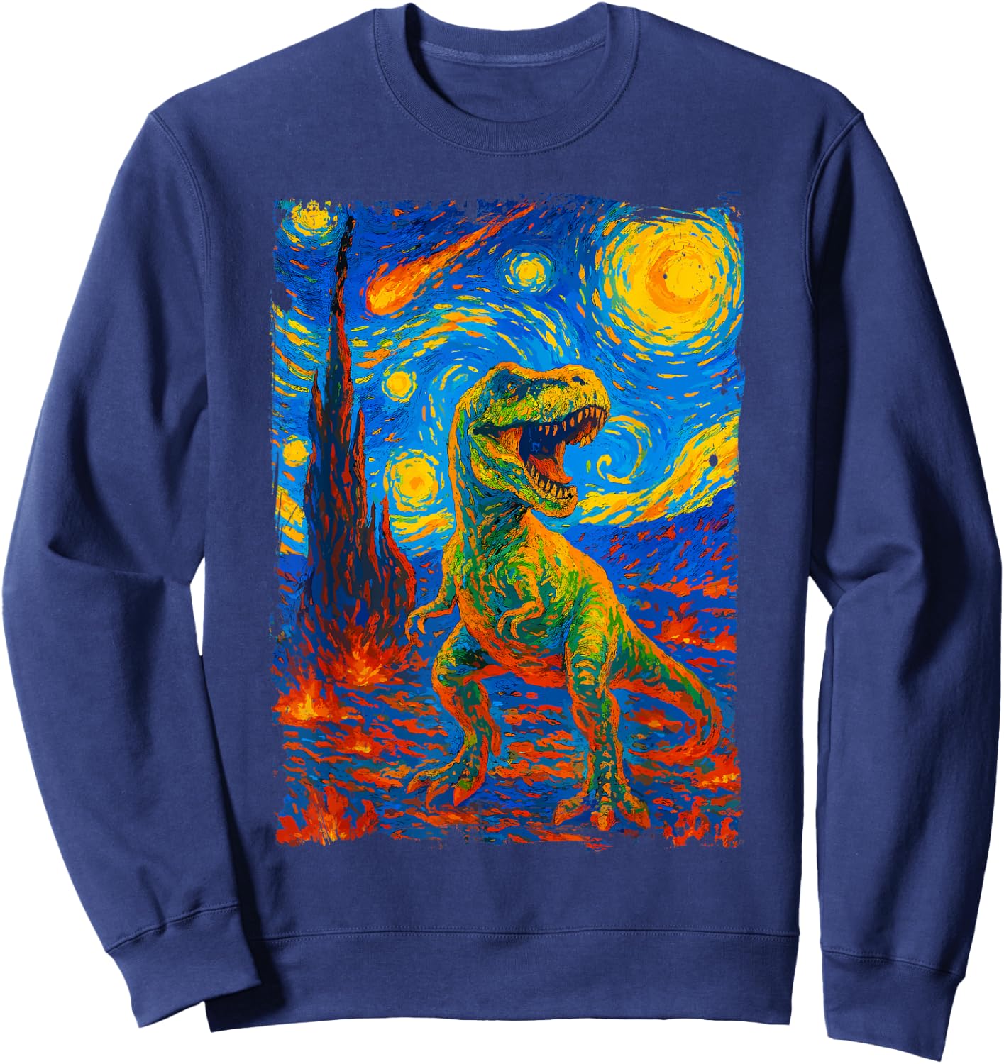 Dinosaur T-Rex Retro Novelty Men Kids Women Funny Dinosaur Sweatshirt - Sweatshirt | Navy