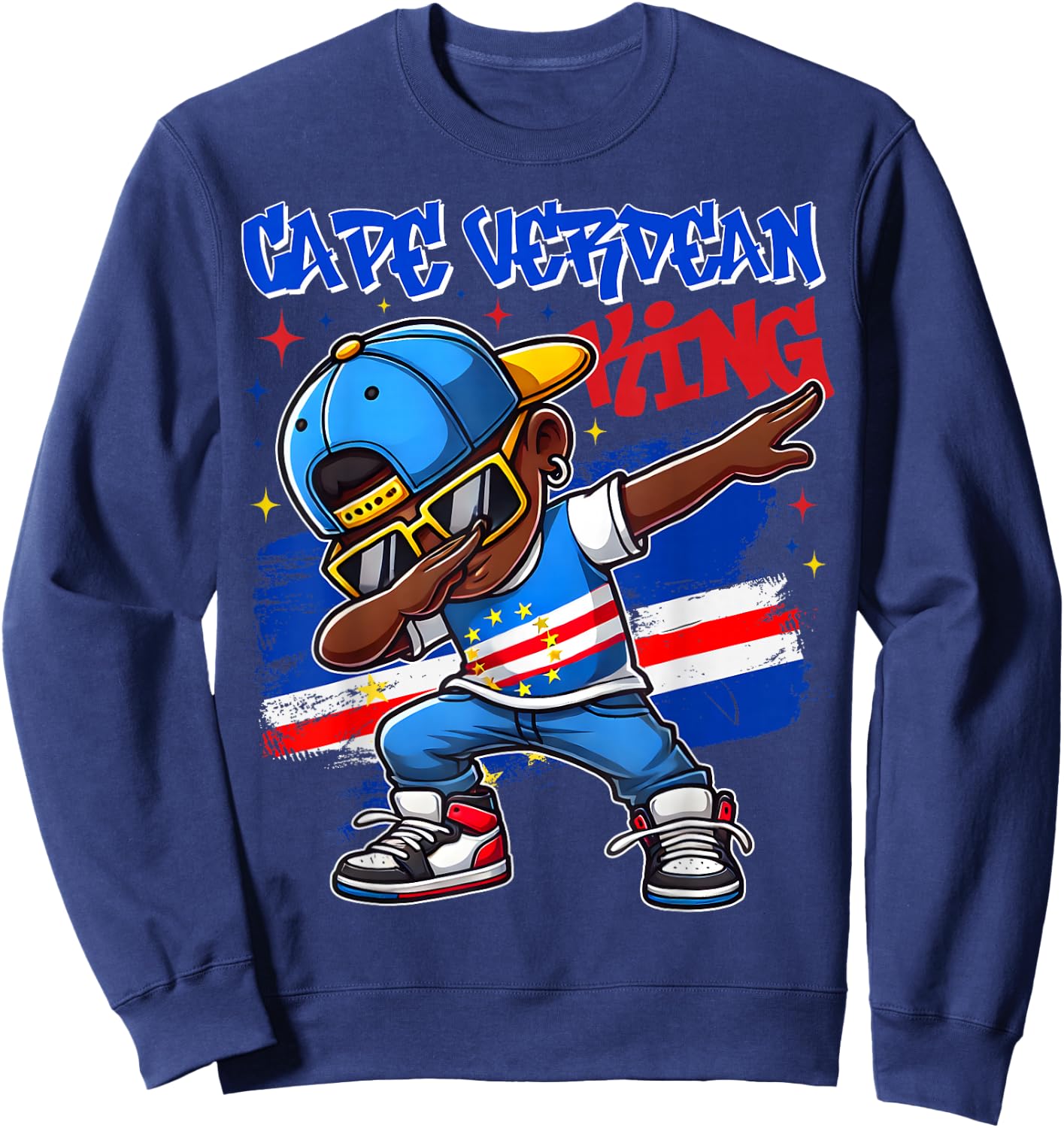 King of Cape Verde dabbing Cape Verde Flag Children's Pride , Black, S Sweatshirt - Sweatshirt | Navy