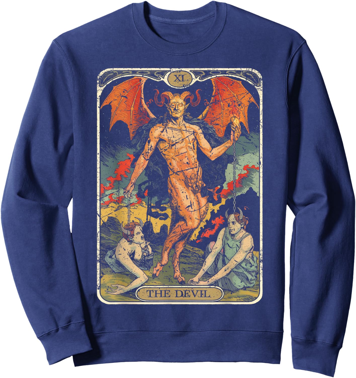 Tarot Card Vintage Devil Sweatshirt - Sweatshirt | Navy
