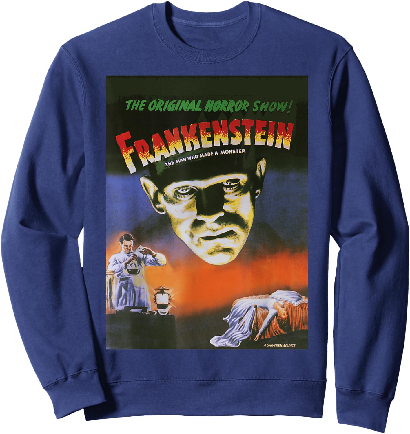 Universal Monsters Distressed Frankenstein Movie Poster Sweatshirt - Sweatshirt | Navy
