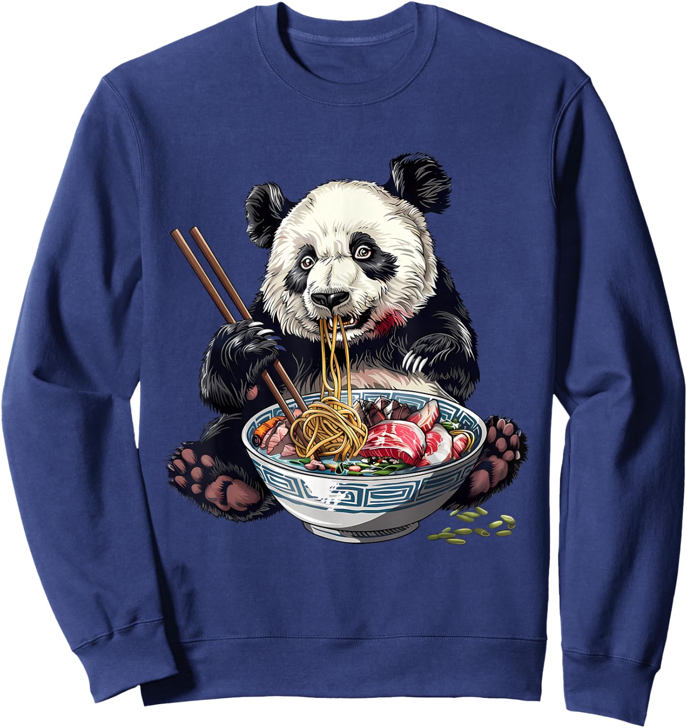 Panda Eating Ramen Noodles Ramen Noodles Panda Noodle Bowl Sweatshirt - Sweatshirt | Navy