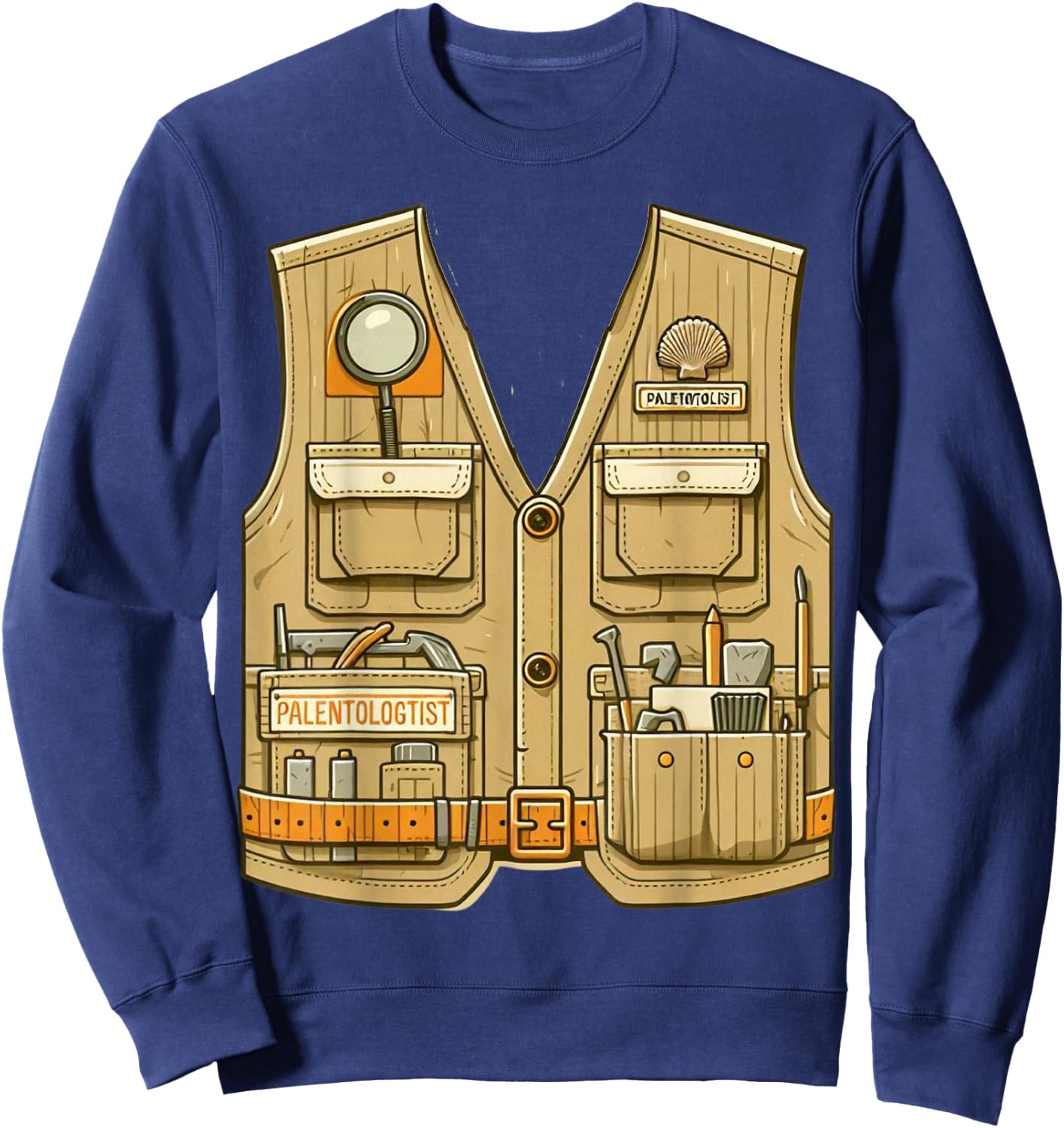 Adult Kids Halloween Paleontologist Dinosaur Hunter Costume Sweatshirt - Sweatshirt | Navy