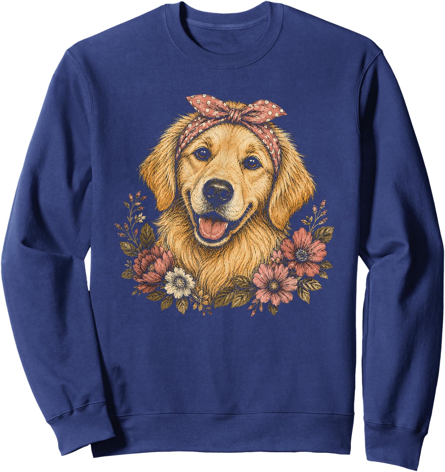 Golden Retriever Artwork Design for Girls Sweatshirt - Sweatshirt | Navy