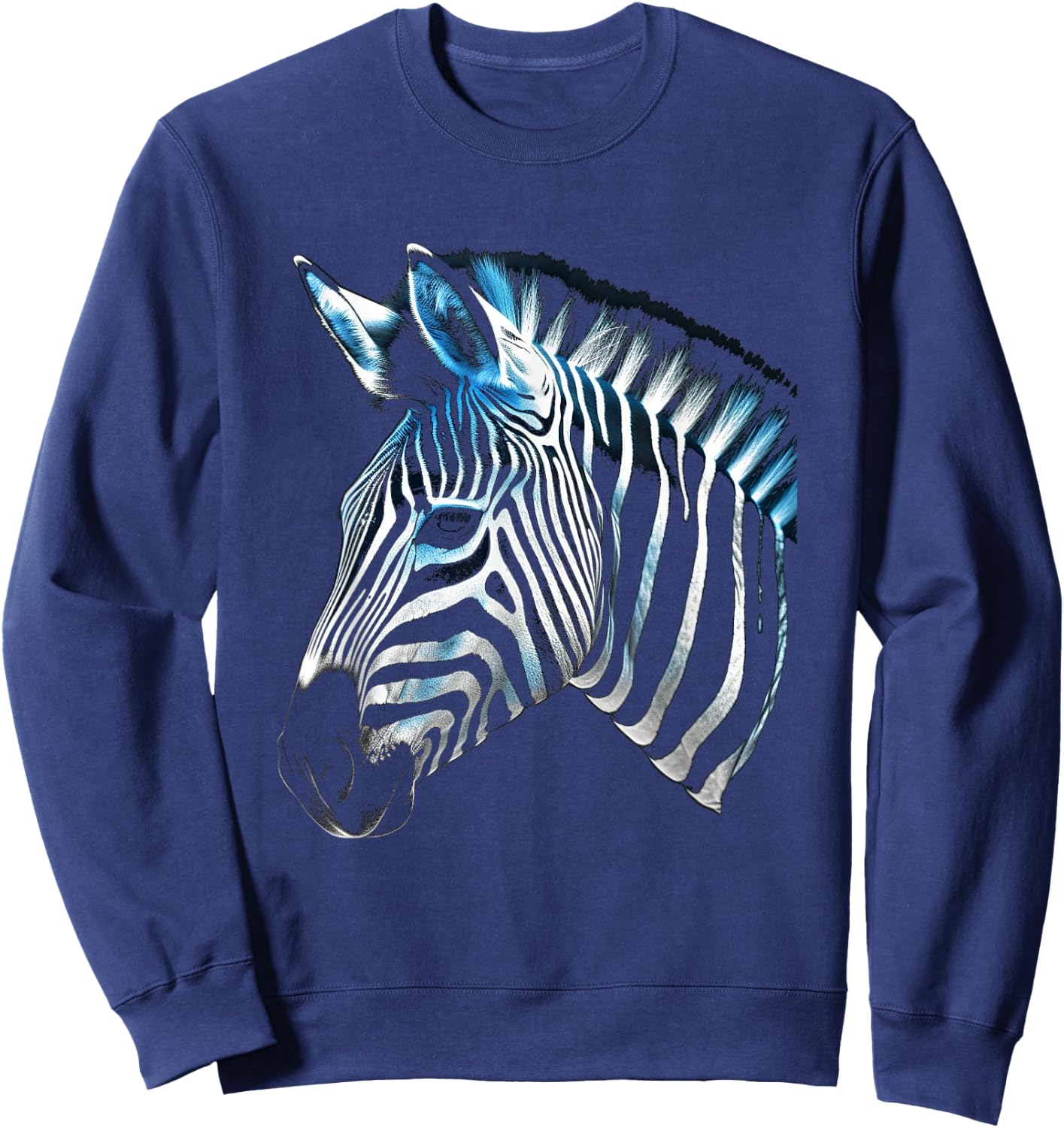Zebra Lover Artwork | Animal Motif Zebra Sweatshirt - Sweatshirt | Navy