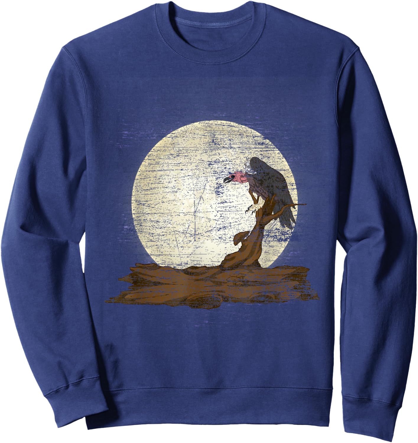 Scavenger Bird Moonlight Full Moon Turkey Vulture Vulture Sweatshirt - Sweatshirt | Navy