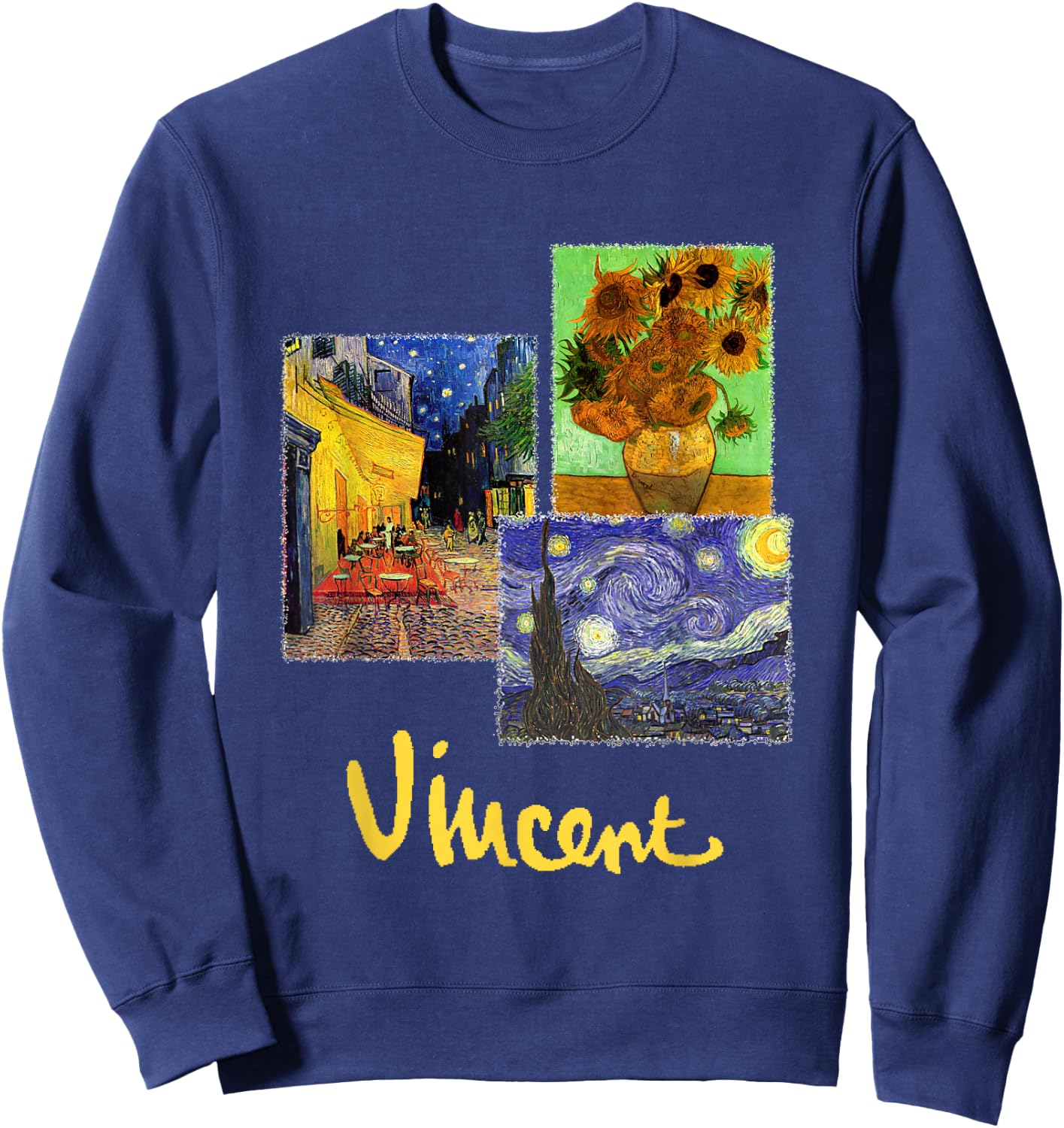 Nachtcafé, Sonnenblumen und Sternennacht von Vincent van Gogh Sweatshirt - Sweatshirt | Navy