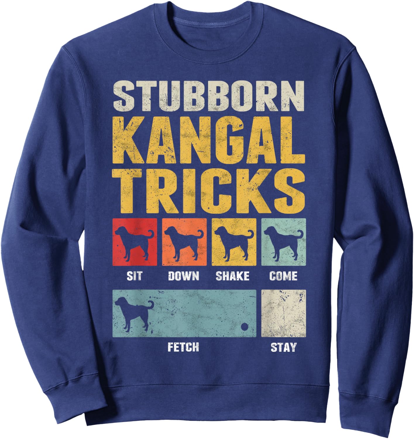 Kangal Shepherd Dog Clothing Kangal Dog Tricks - -Adults, Black, Small, Short Sleeve Sweatshirt - Sweatshirt | Navy
