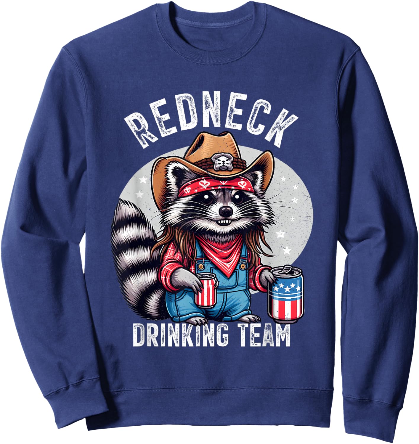 Redneck Hillbilly Raccoon White Party Costume, Black, S Sweatshirt - Sweatshirt | Navy