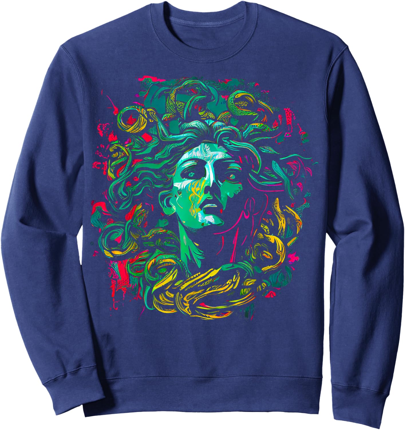 Medusa Greek Mythology Snake Hair Sweatshirt - Sweatshirt | Navy