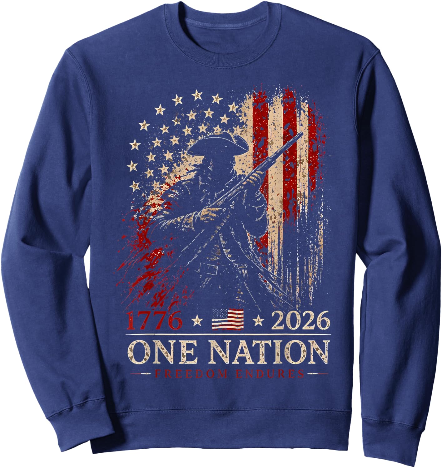 1776-2026 Patriotic Soldier 250th Anniversary 4th July Sweatshirt - Sweatshirt | Navy