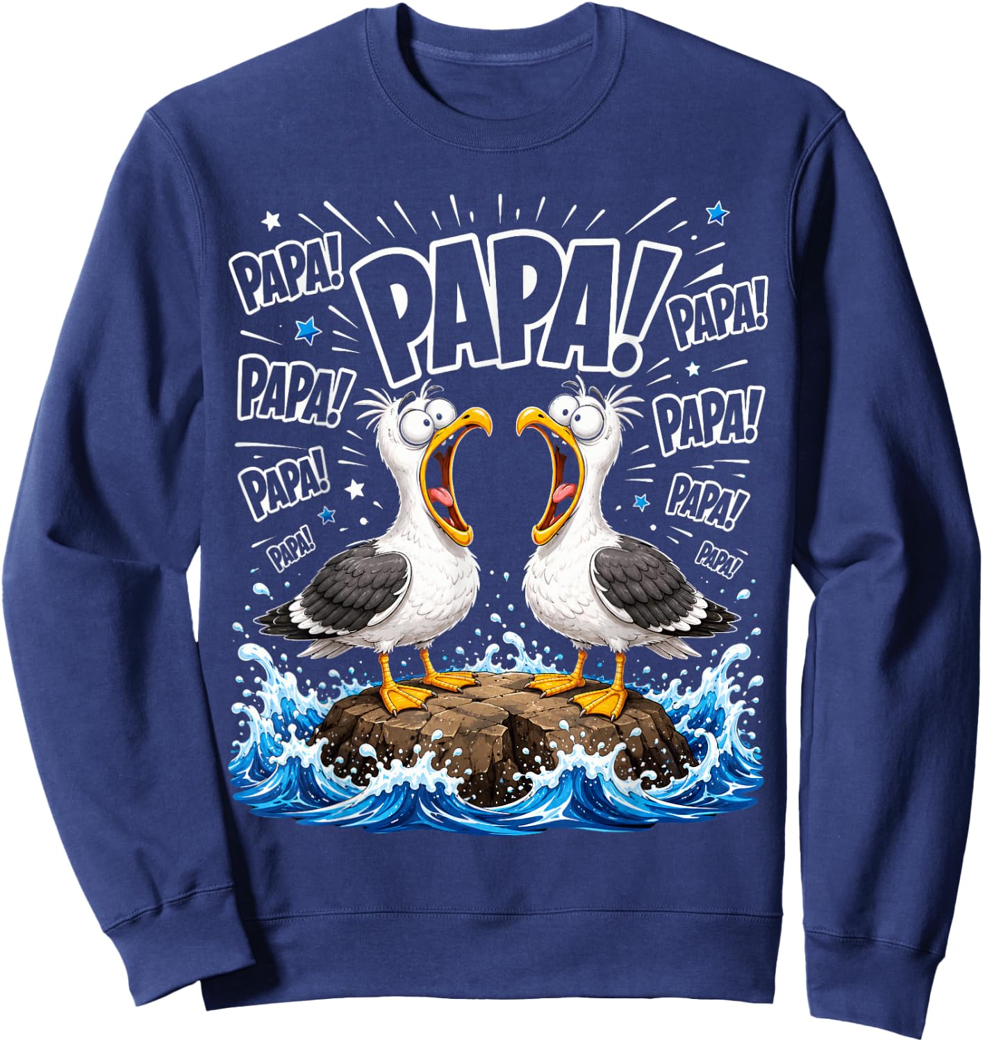 Dad Seagull Funny Papa Seagulls Fathers Day Humor Bird Lover Sweatshirt - Sweatshirt | Navy