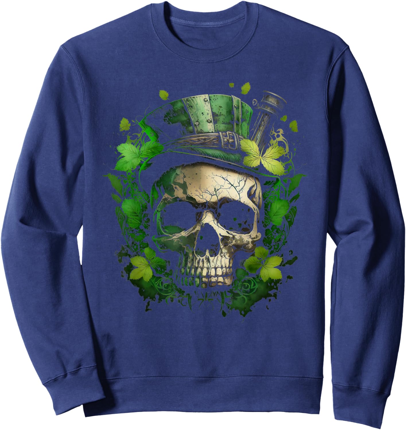 Irish Dark Luck St Patricks Day Skull Sweatshirt - Sweatshirt | Navy