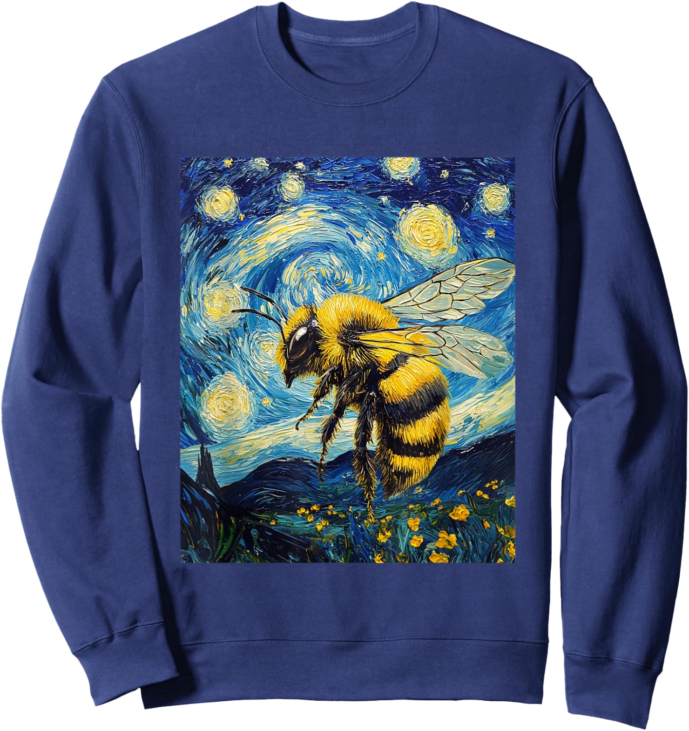 Bee Van Gogh Style Starry Night Graphic Sweatshirt - Sweatshirt | Navy