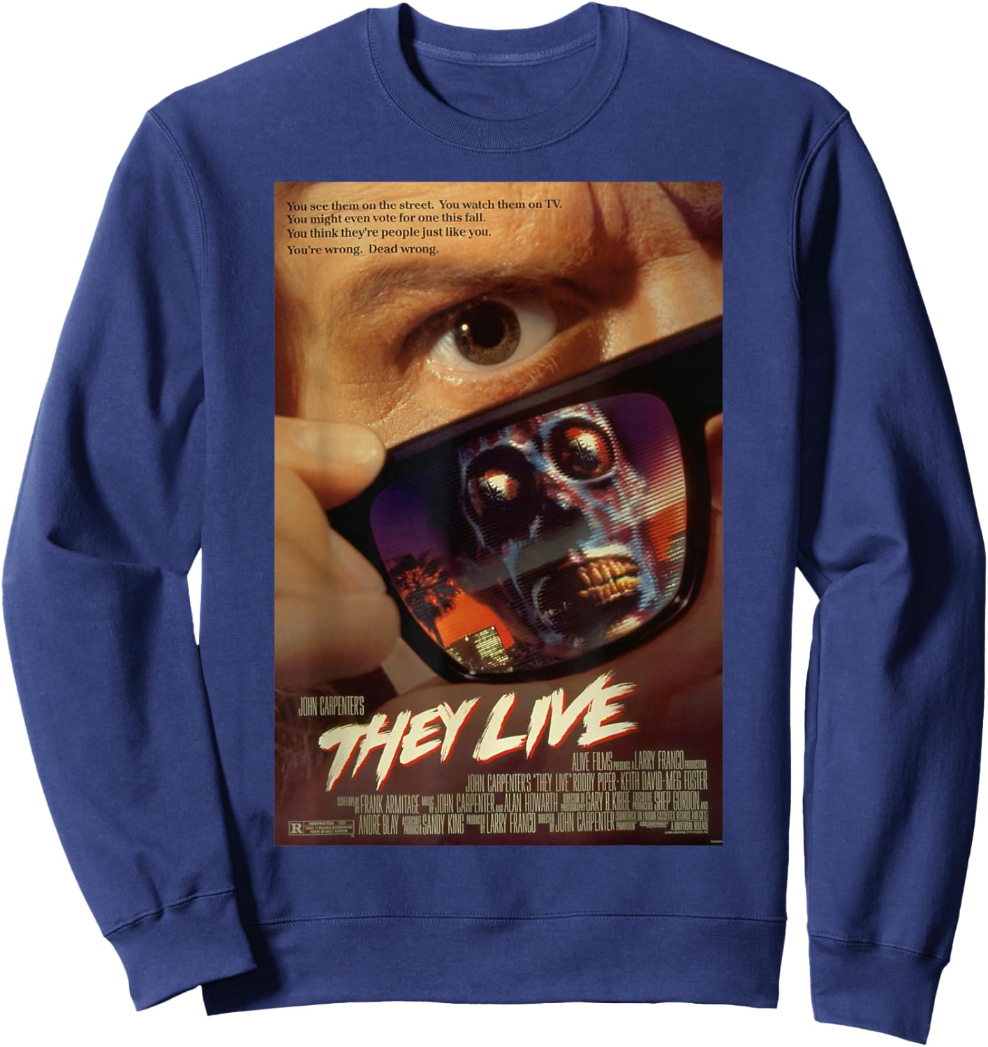 They Live Sunglasses Poster Sweatshirt - Sweatshirt | Navy