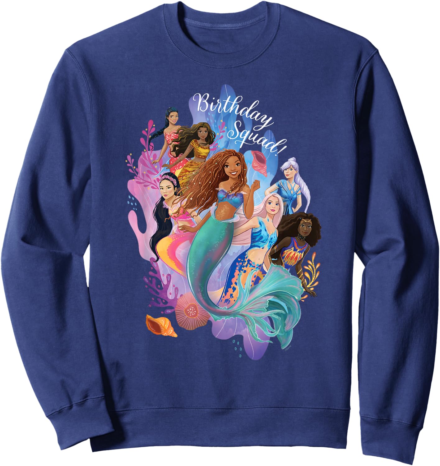 Disney Little Mermaid Ariel Friends & Family Birthday Squad Sweatshirt - Sweatshirt | Navy