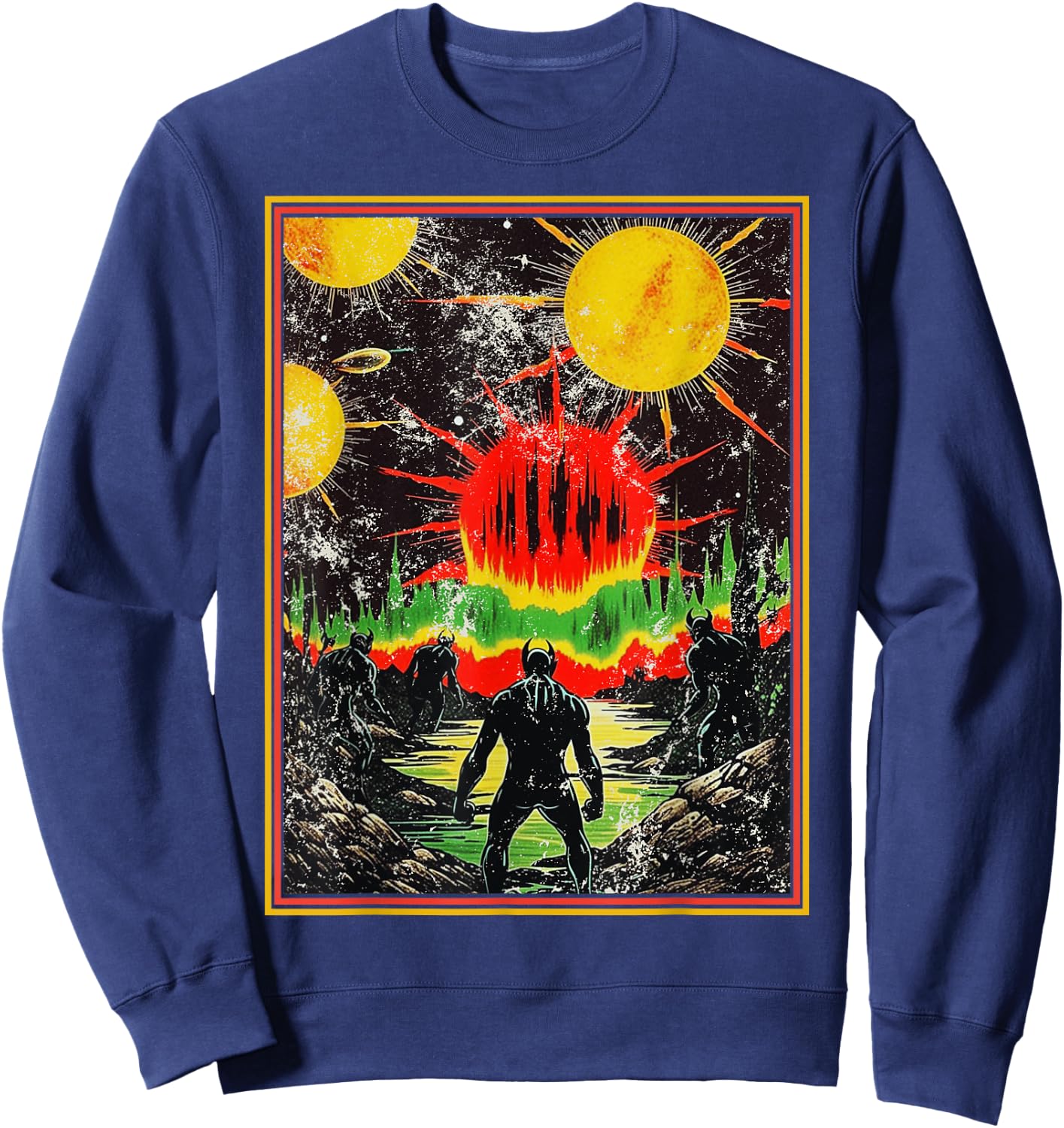 Monstrous Creature Emerging Retro 80s Dark Fantasy Art Sweatshirt - Sweatshirt | Navy