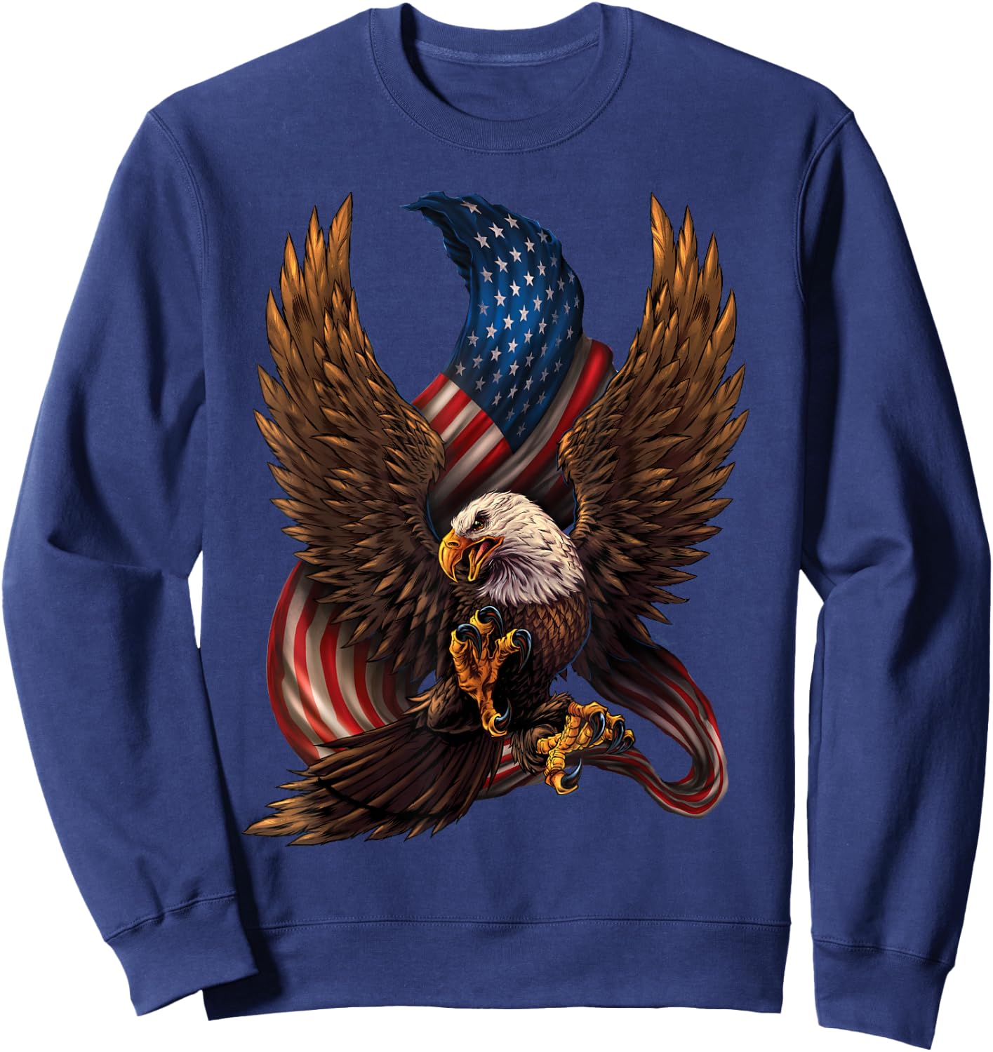 Patriotic American Design with Eagle and Flag Small Sweatshirt - Sweatshirt | Navy