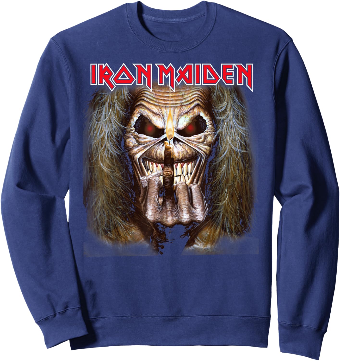 Iron Maiden - Candle Finger Eddie Sweatshirt - Sweatshirt | Navy
