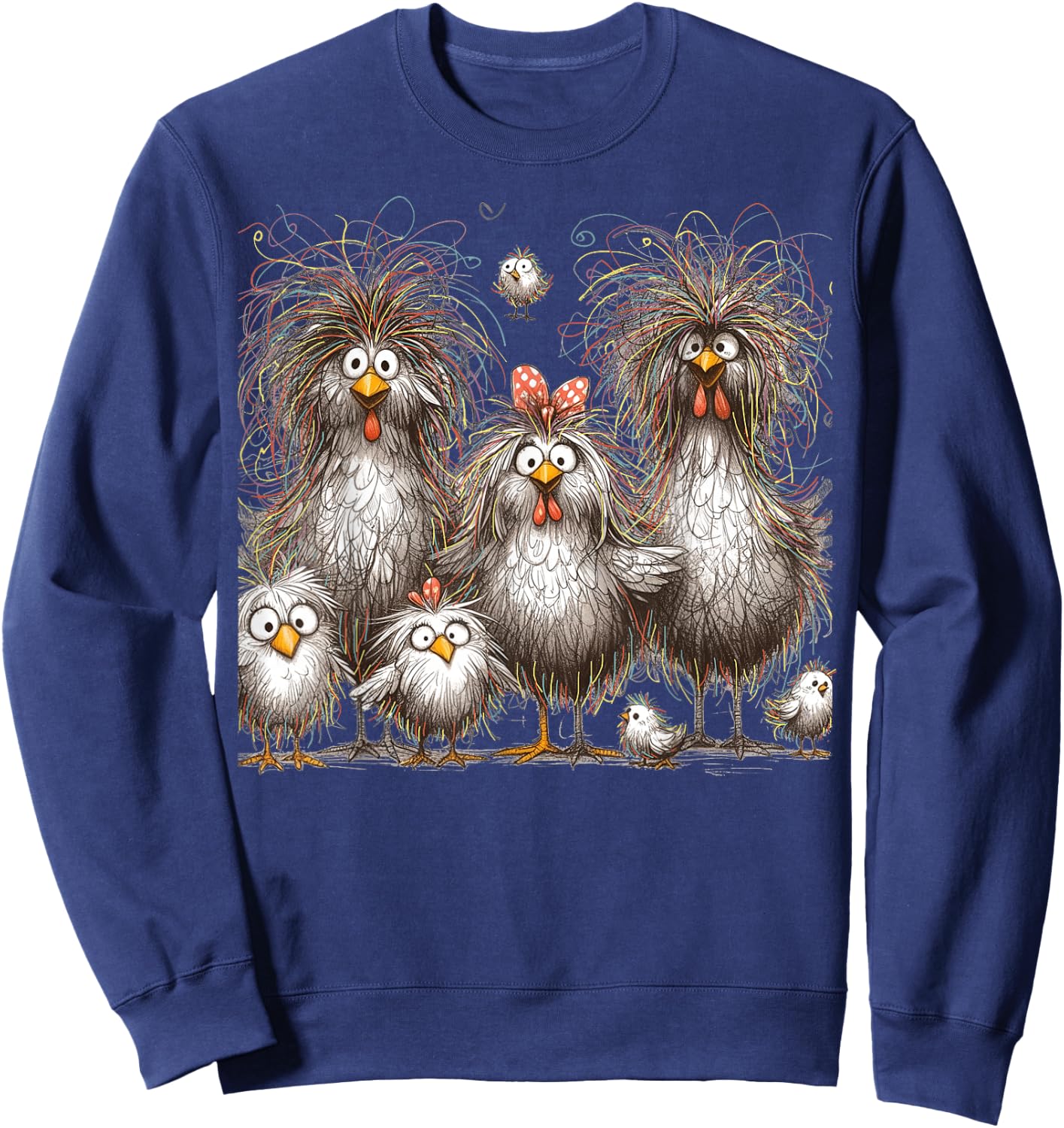 Funny Chicken Art Eagerlys Colorful Sweatshirt - Sweatshirt | Navy