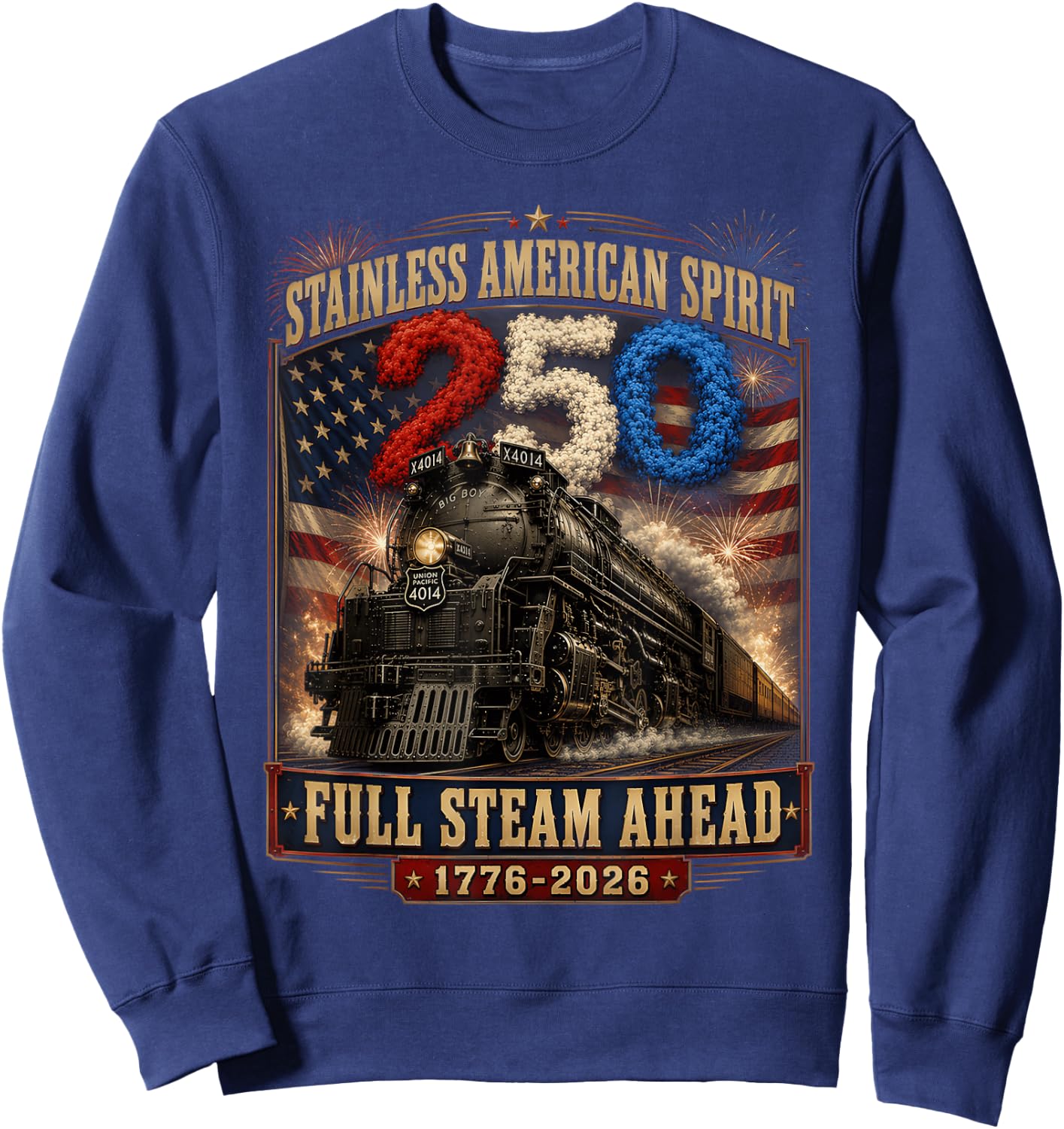 Big Boy 4014 Vintage 250 Steam Locomotive Railroad Train Sweatshirt - Sweatshirt | Navy
