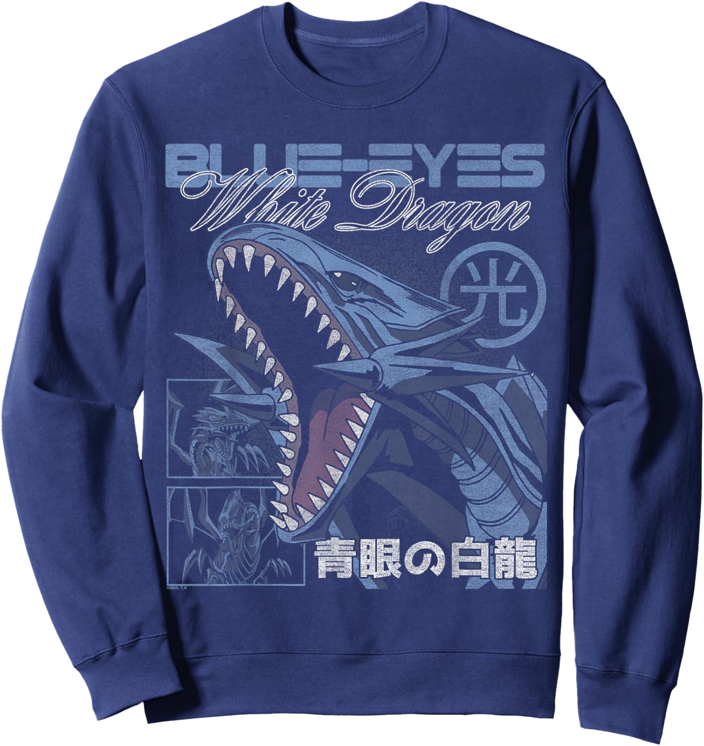 Yu-Gi-Oh! Blue-Eyes White Dragon Modern Collage Card Anime Sweatshirt - Sweatshirt | Navy