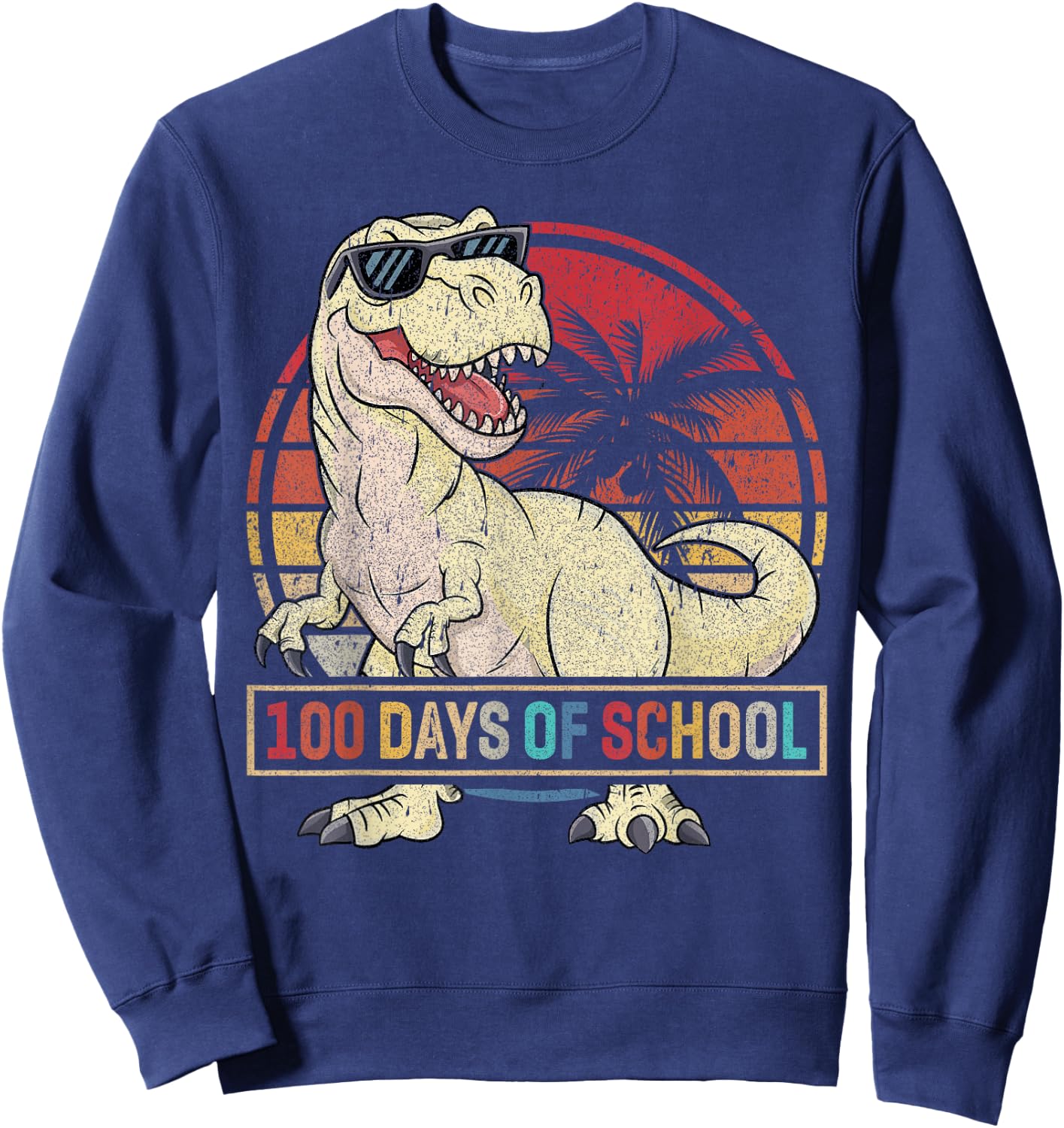 100 Days of School Dinosaur 100 Days Smarter Kids 100th Day Sweatshirt - Sweatshirt | Navy