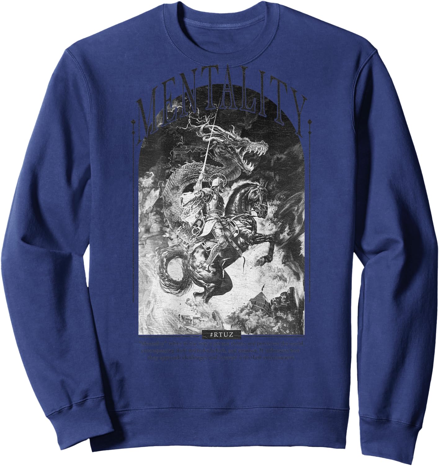 Modern Hip Hop Vintage Graffiti Urban Backprint Streetwear , White Sweatshirt - Sweatshirt | Navy