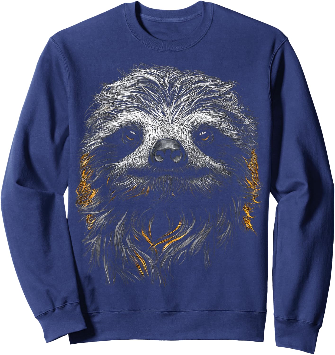 Sloth Face Drawing Art Animal Lover Motif Sloth Sweatshirt - Sweatshirt | Navy