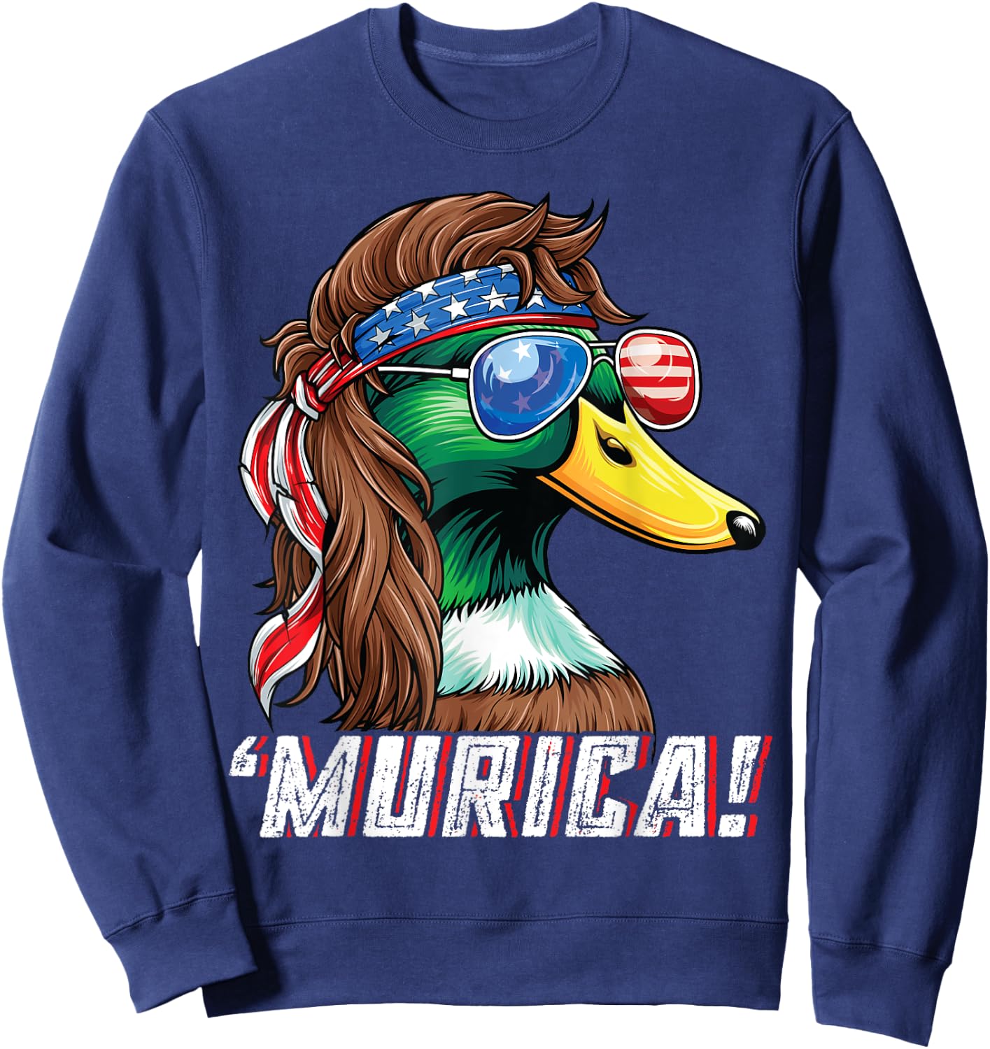 Patriotic Duck Hunter Shirt USA Funny Murica 4th of July Kids Men Sweatshirt - Sweatshirt | Navy