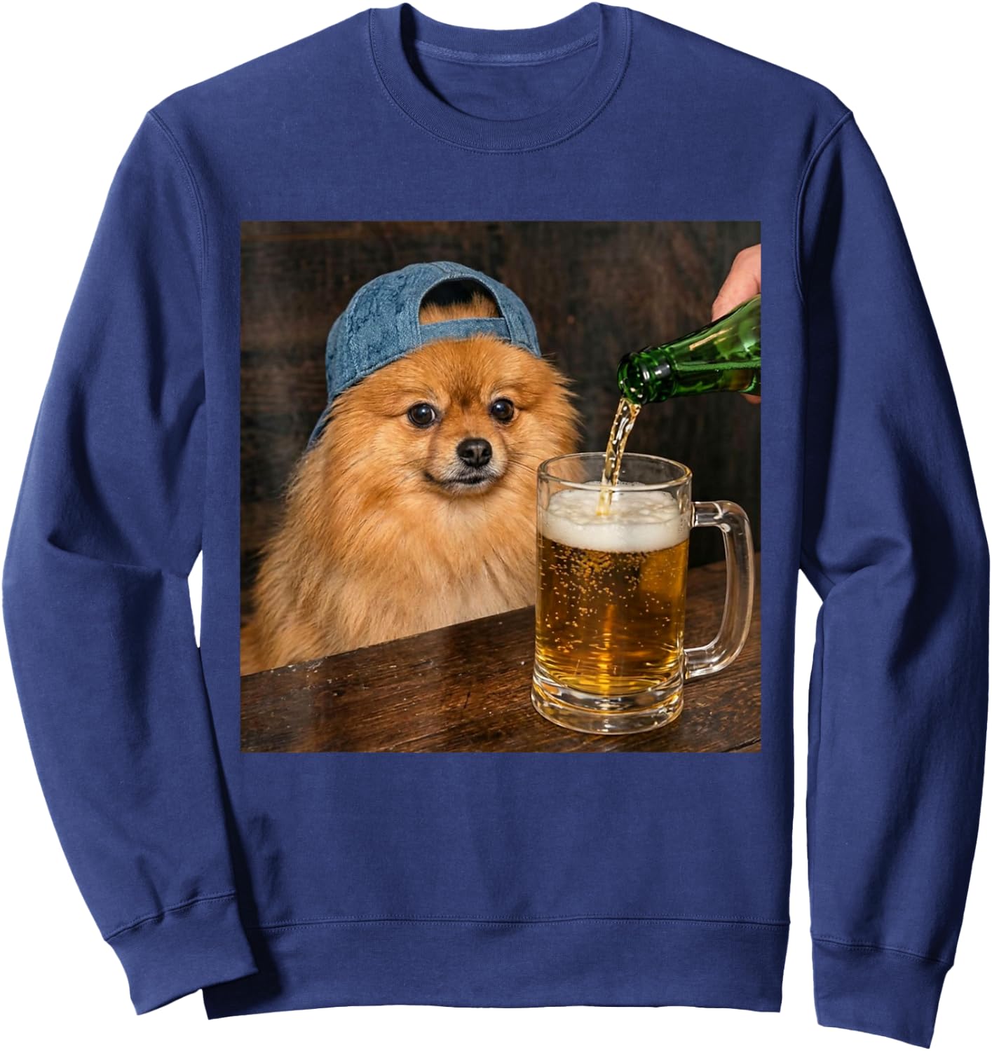 Zwergspitz, Trinkbier, lustig, Zwergspitz, Meme Sweatshirt - Sweatshirt | Navy