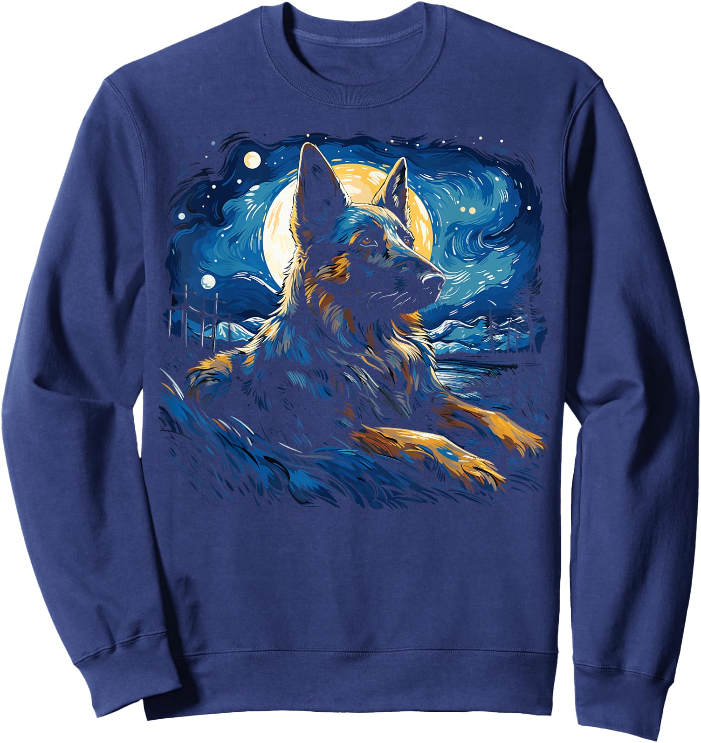 Van Gogh Dog German Shepherd Sweatshirt - Sweatshirt | Navy