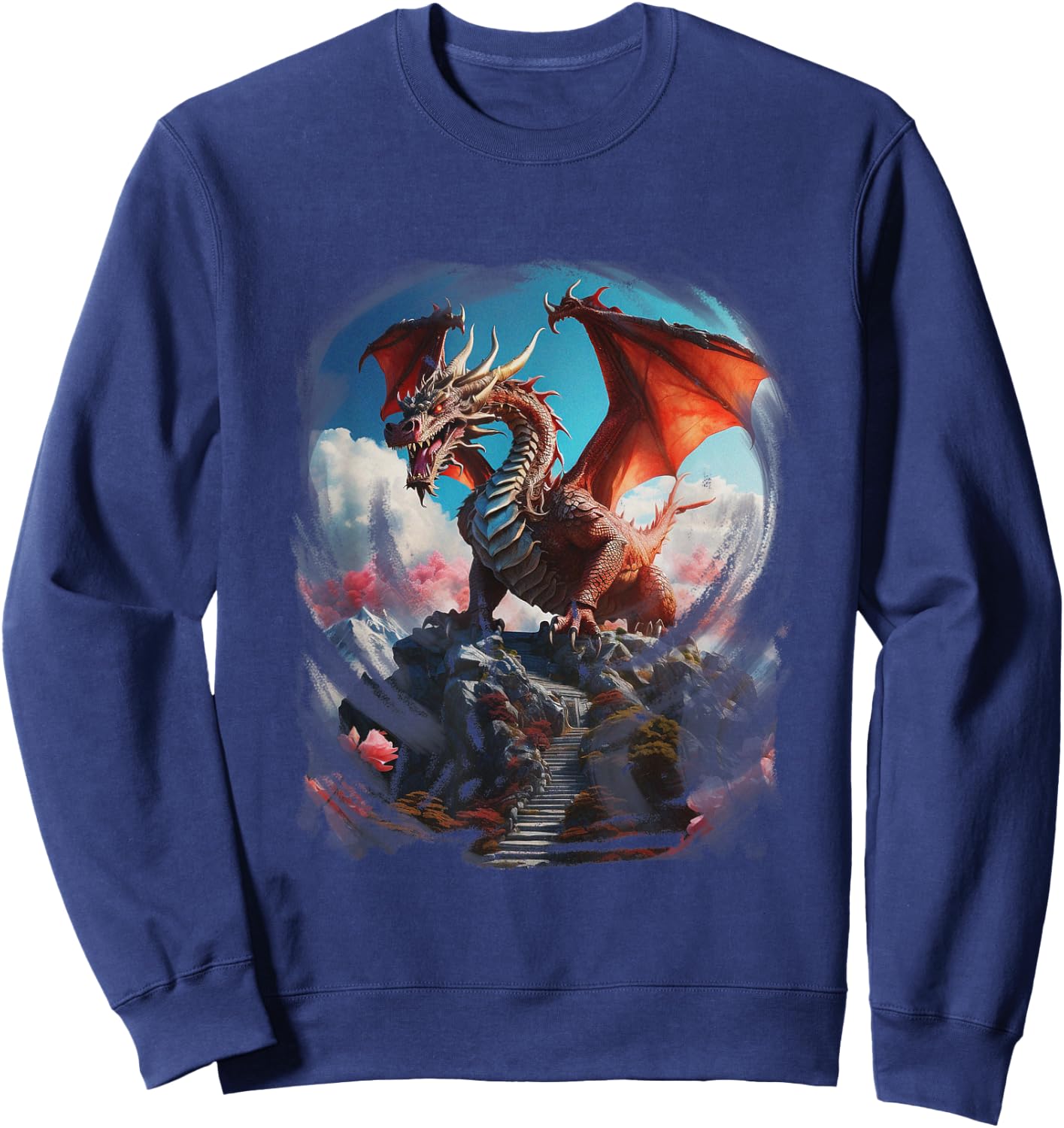 Vintage Big Dragon Art Sweatshirt - Sweatshirt | Navy