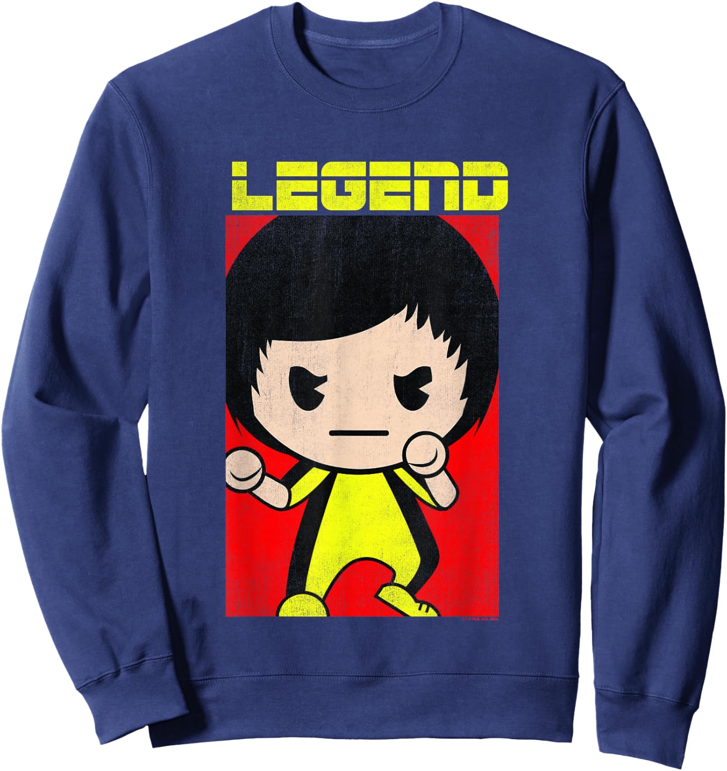 Bruce Lee Legend Iconic Yellow Jumpsuit Vintage Cartoon Sweatshirt - Sweatshirt | Navy