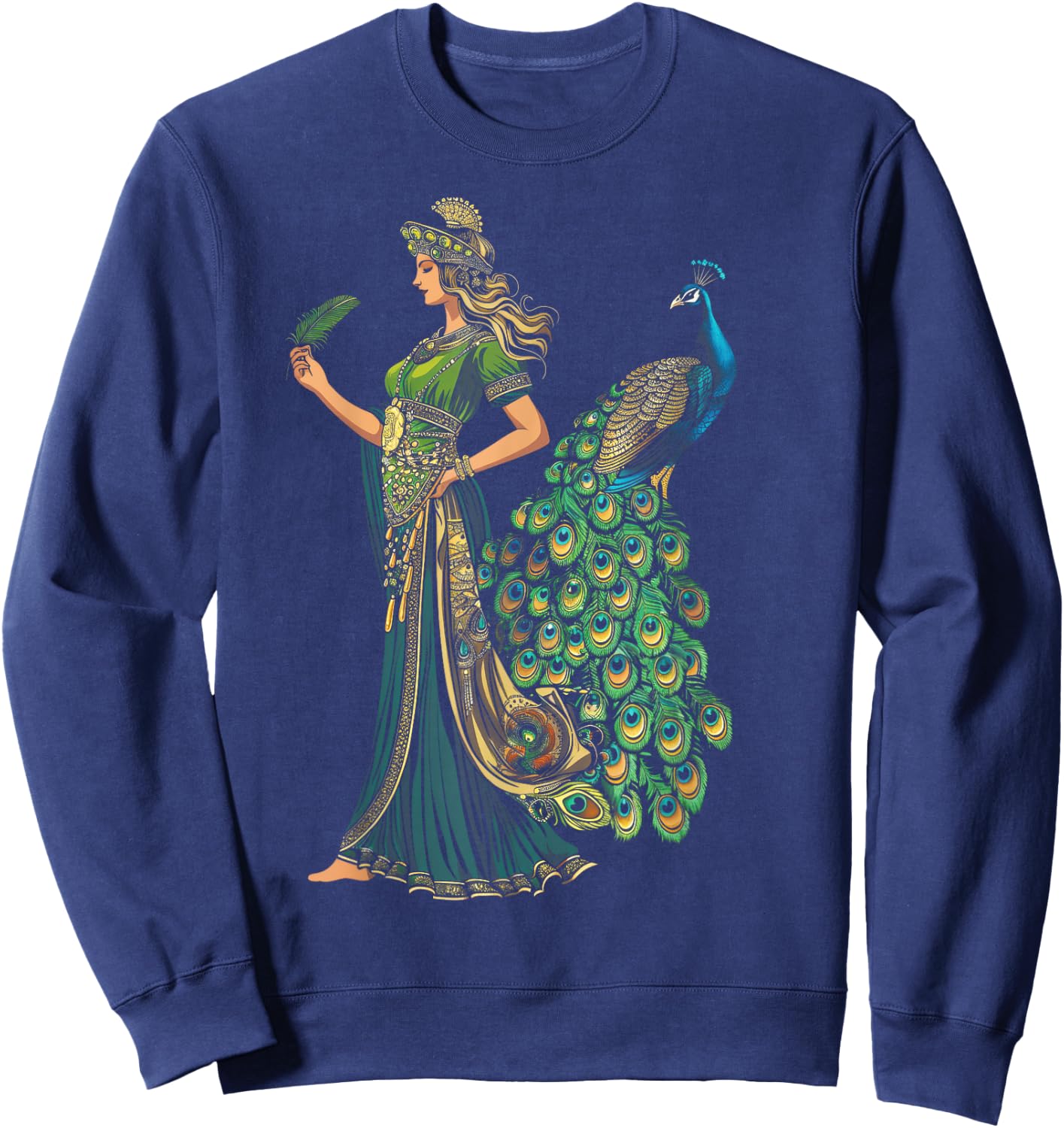 Greek God Hera Peacock Peacock art Goddess Sweatshirt - Sweatshirt | Navy