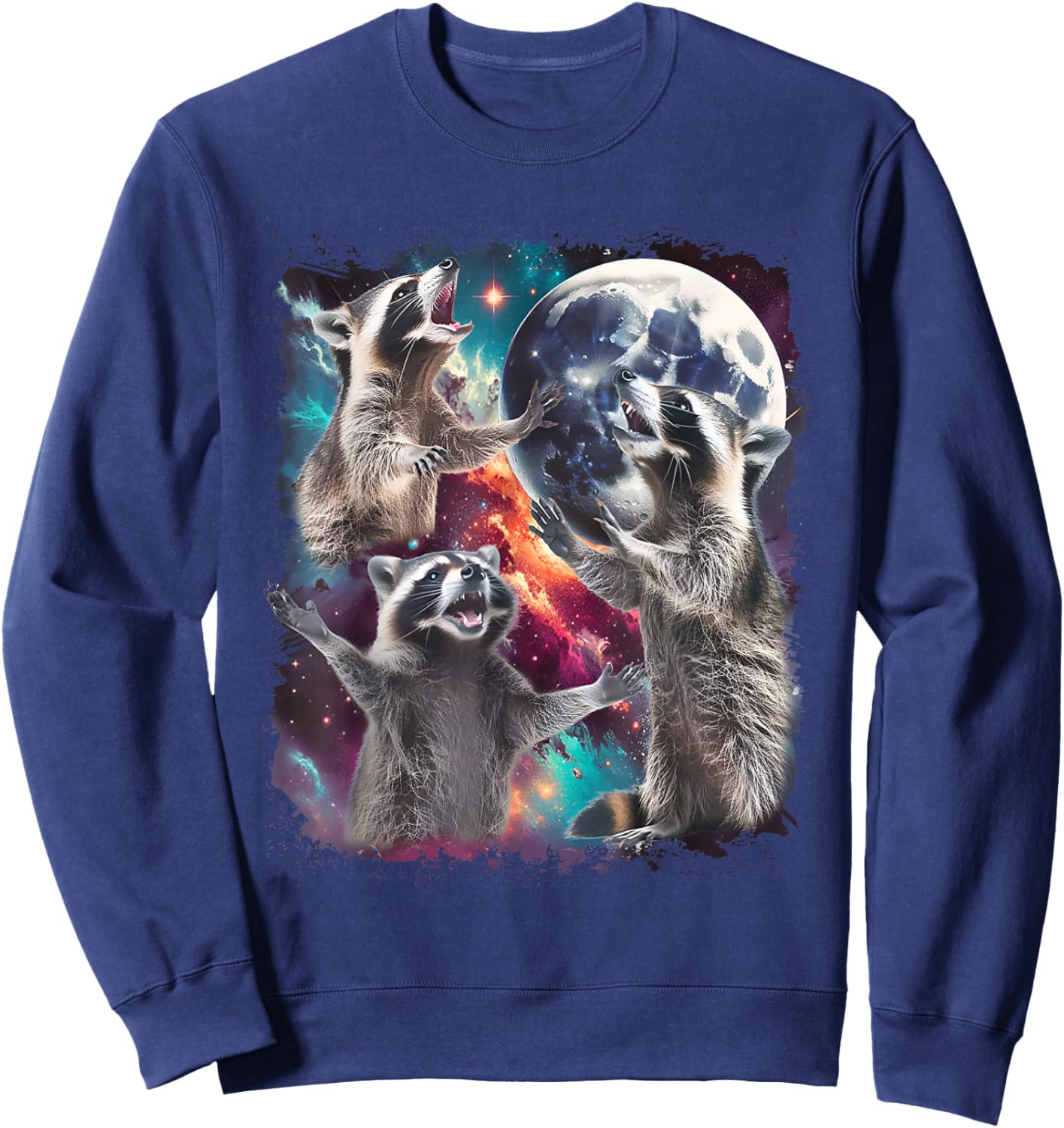 Racoons Howling At The Moon Vintage Raccoon Animal Lovers Sweatshirt - Sweatshirt | Navy