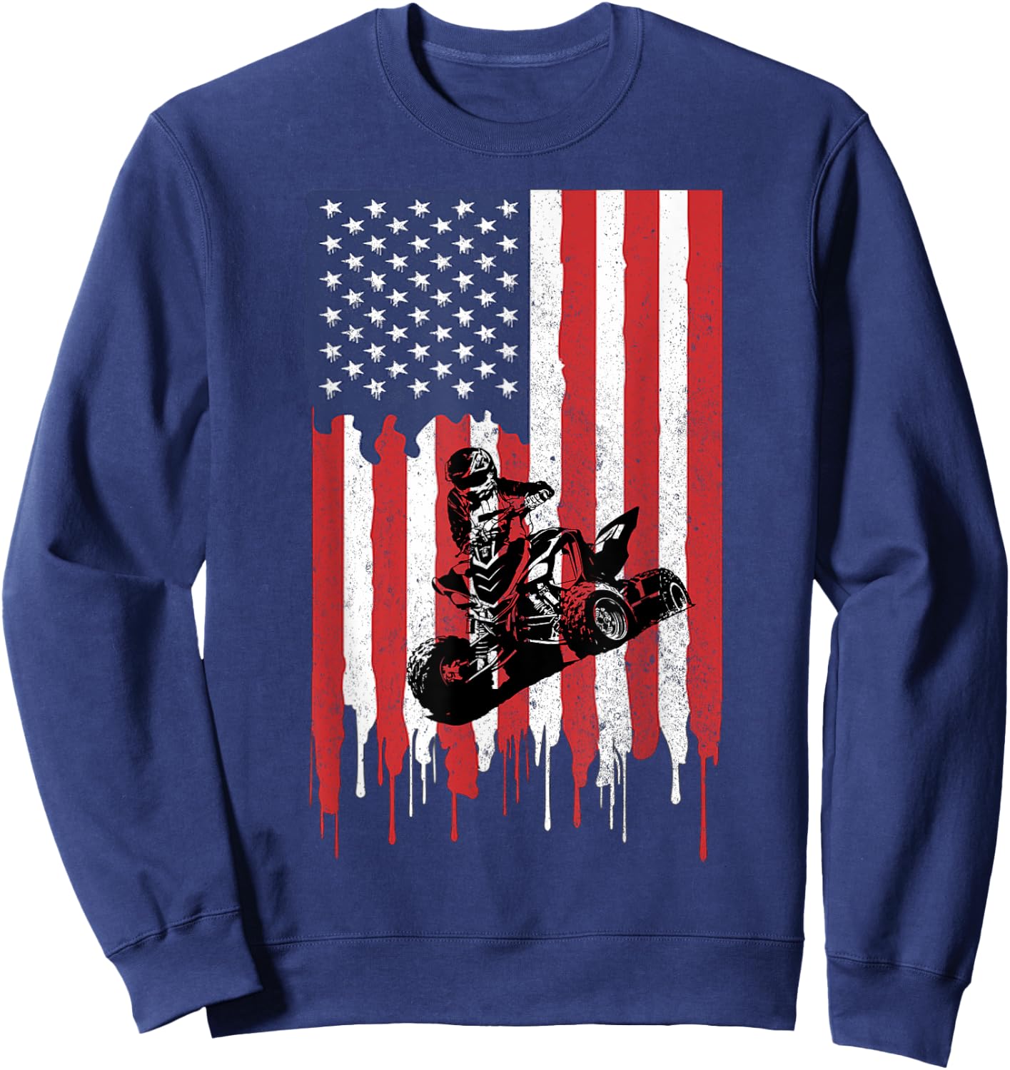 American USA Flag ATV Four Wheeler Quad Bike Brap T Shirt Sweatshirt - Sweatshirt | Navy